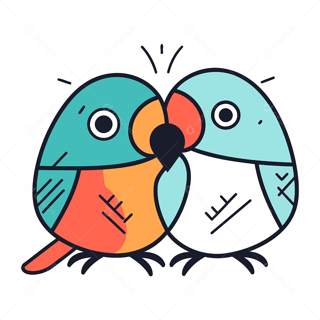 Casal de Pássaros Desenho Animado Ilustração Vetor EPS