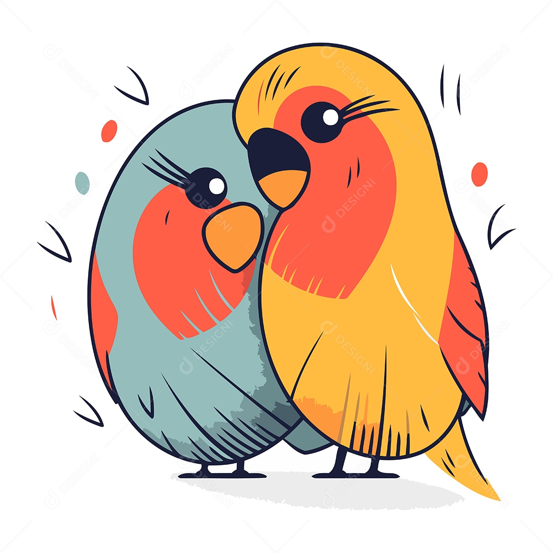Casal de Pássaros Desenho Animado Ilustração Vetor EPS