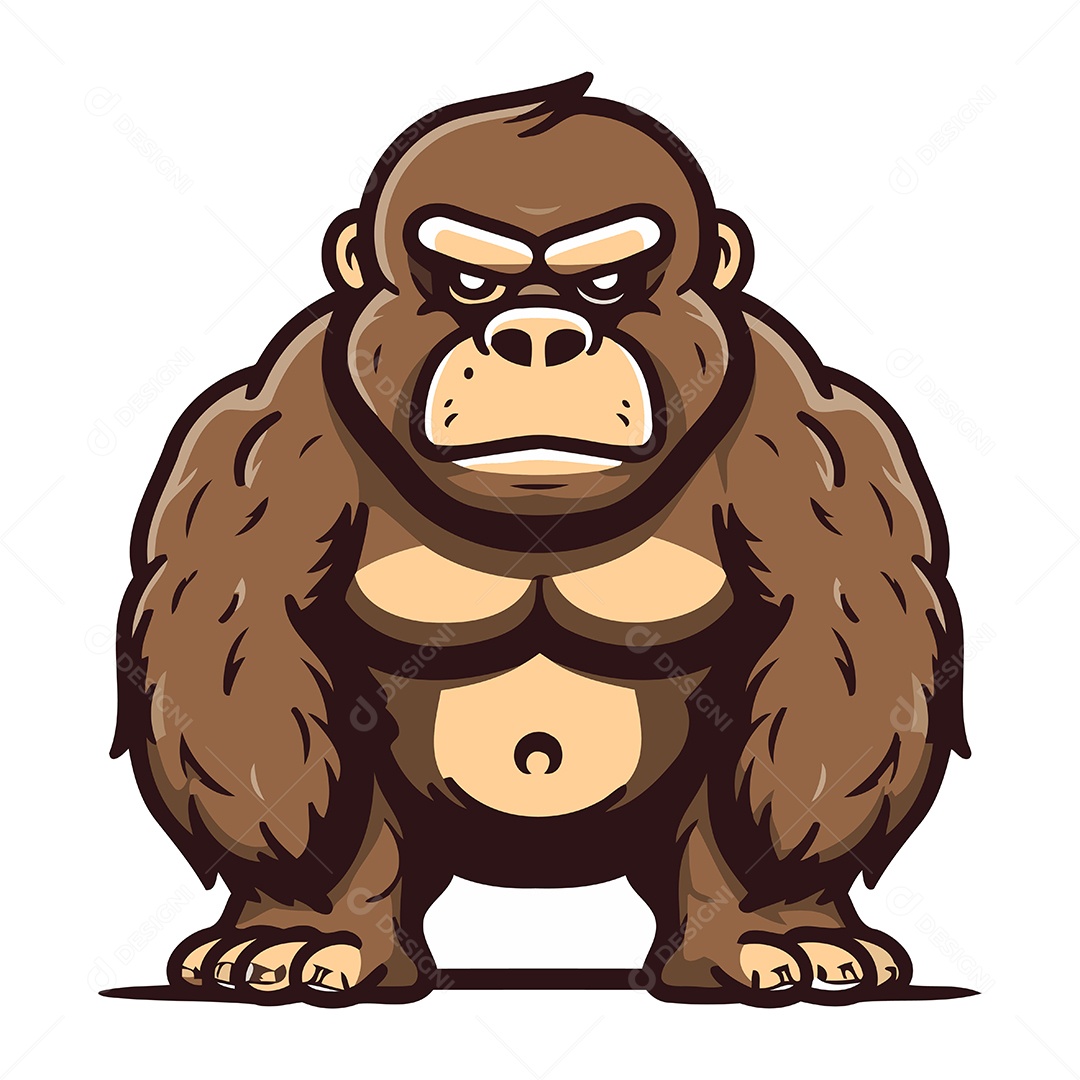 Gorila de Desenho Animado Ilustração Vetor EPS
