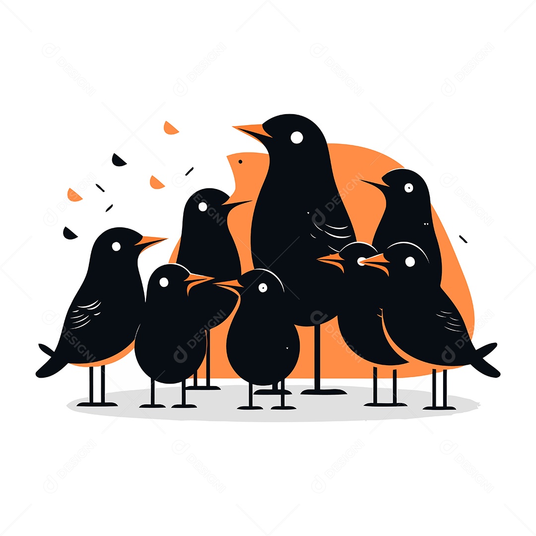 Pássaros de Desenho Animado Ilustração Vetor EPS