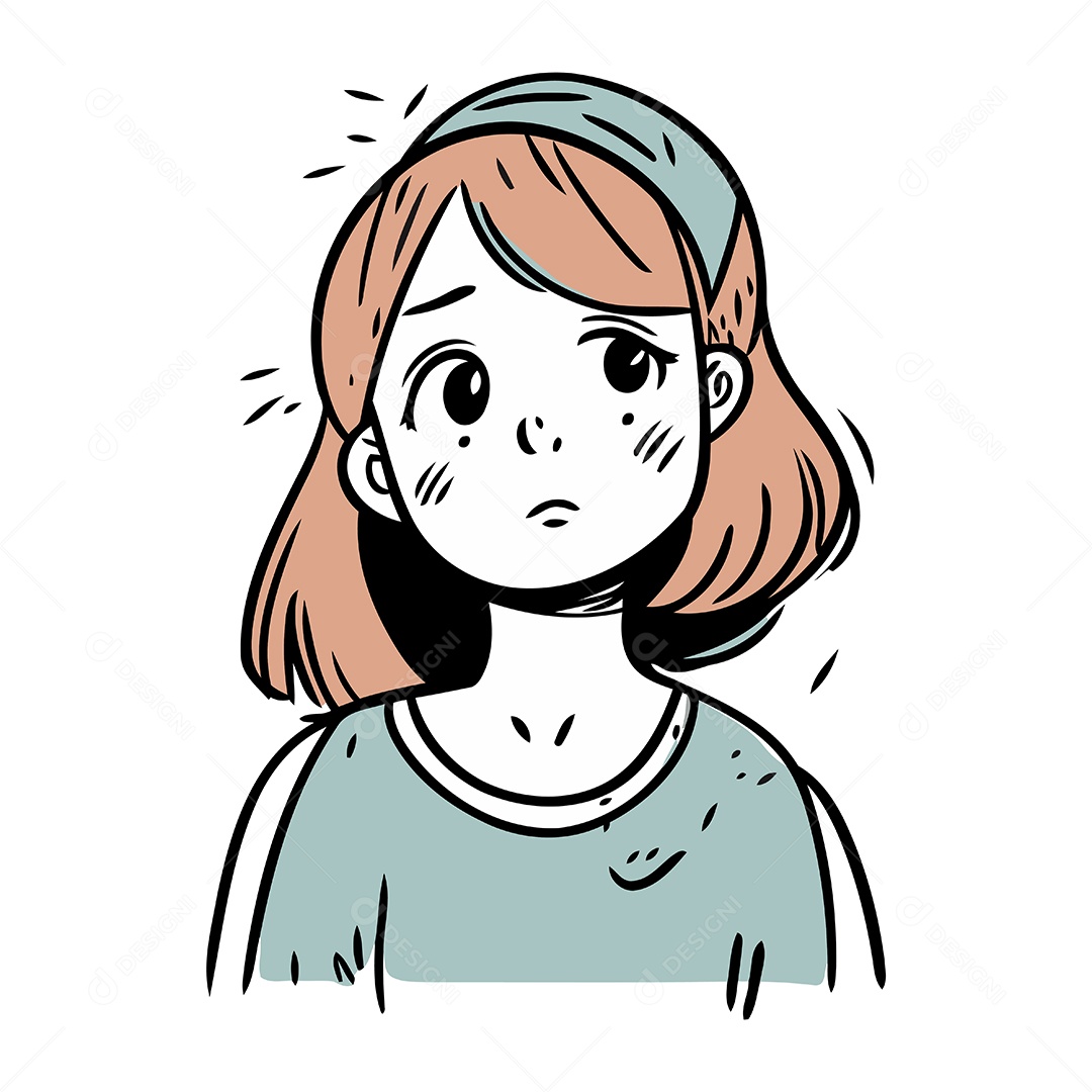 Jovem Triste de Desenho Animado Ilustração Vetor EPS