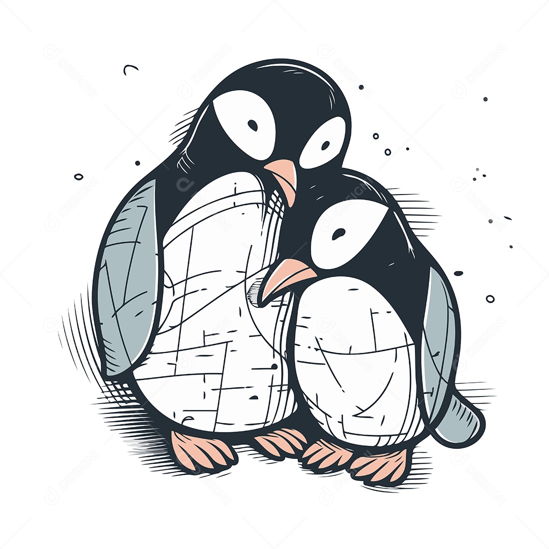 Pinguins de Desenho Animado Ilustração Vetor EPS