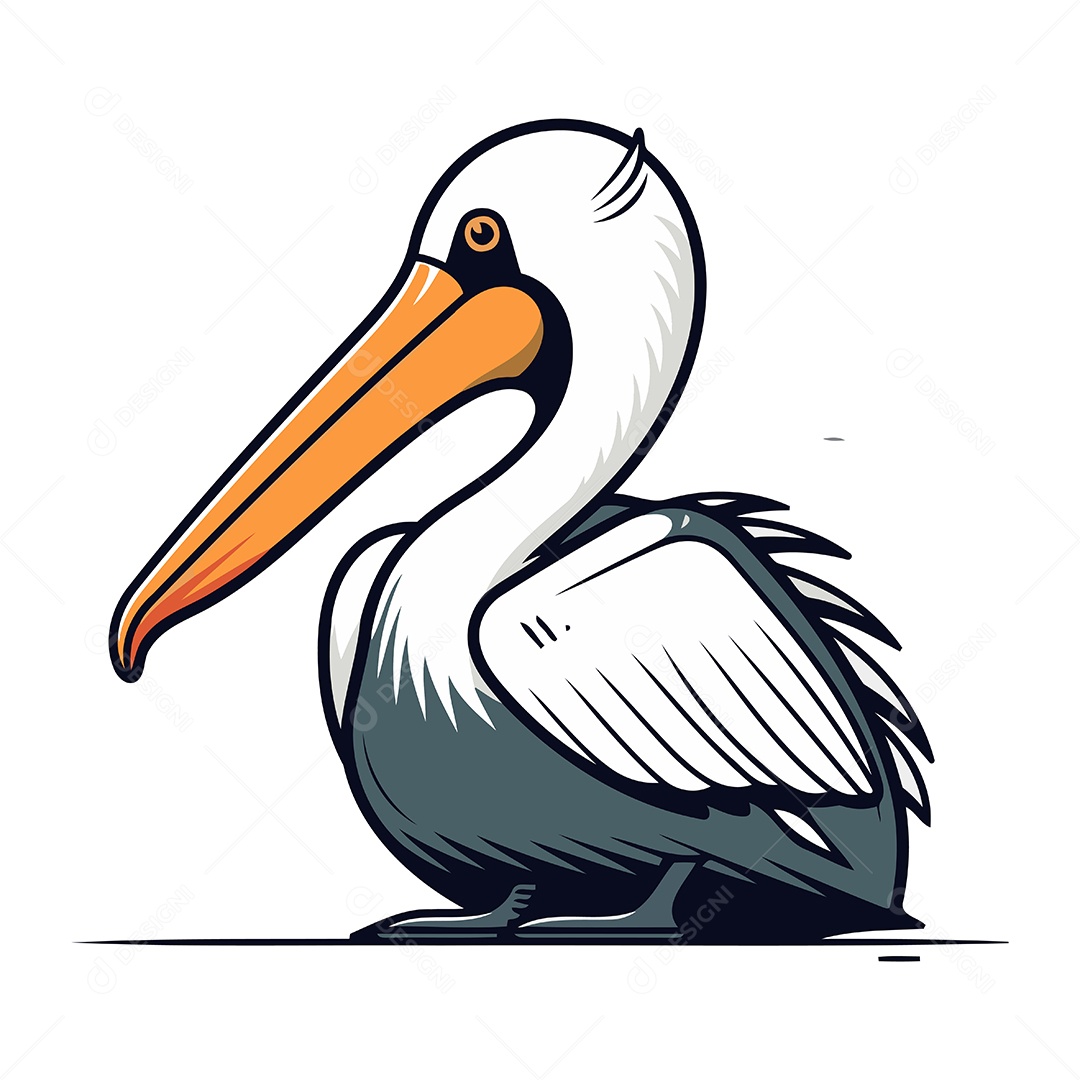 Pelicano de Desenho Animado Ilustração Vetor EPS