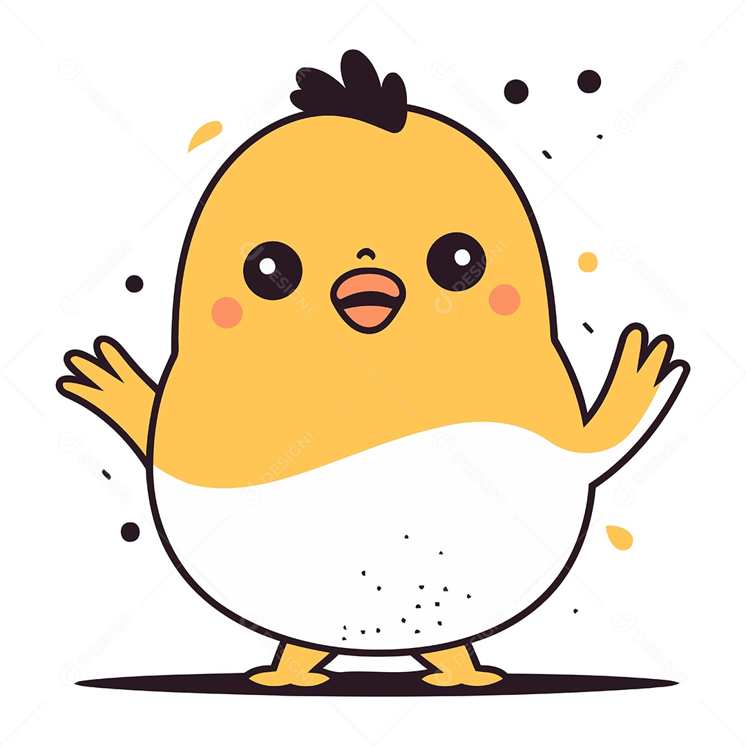 Pintinho Fofo de Desenho Animado Ilustração Vetor EPS