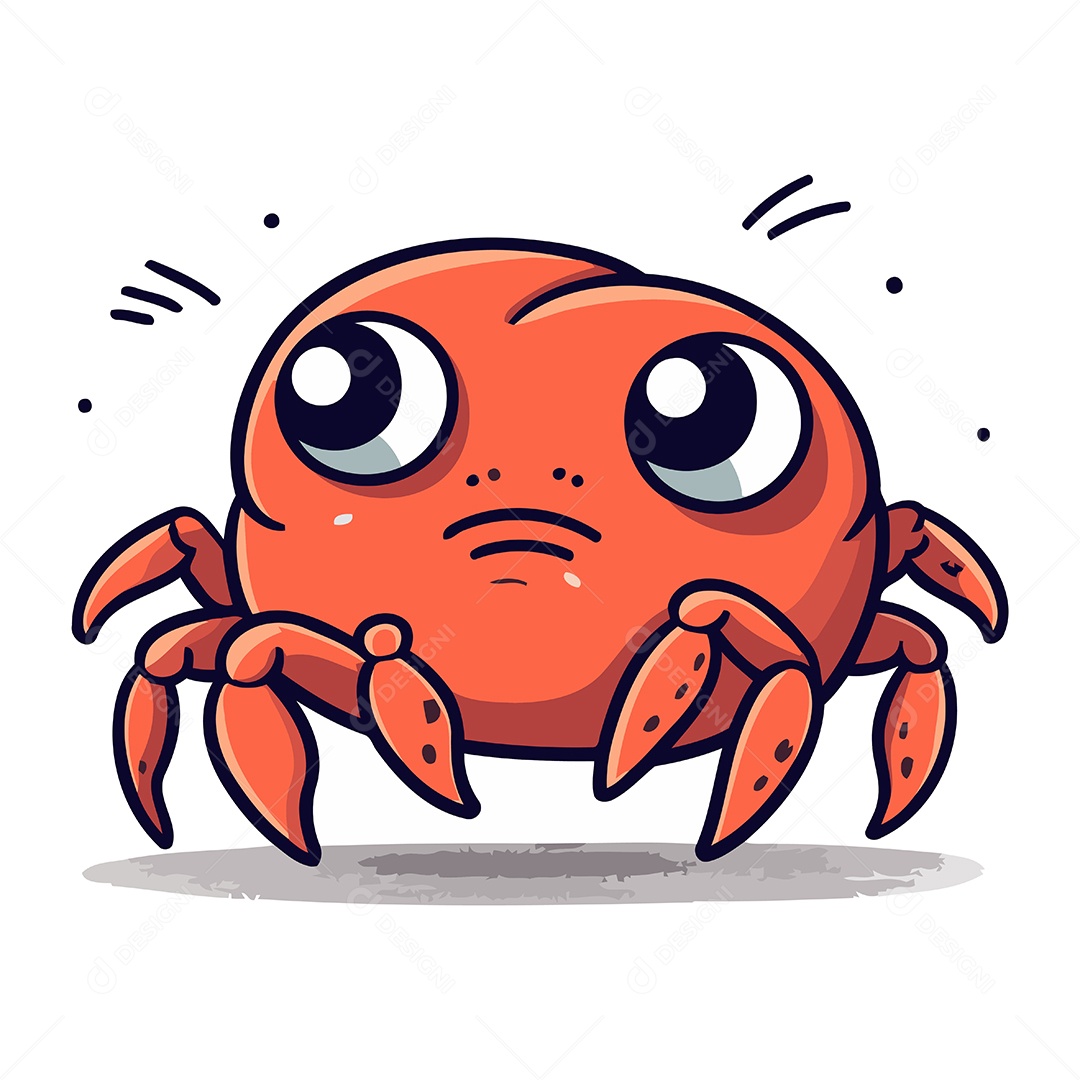 Caranguejo Fofo de Desenho Animado Ilustração Vetor EPS