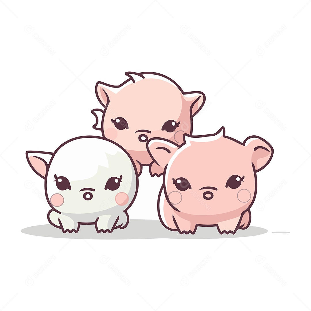 Porcos Fofo de Desenho Animado Ilustração Vetor EPS