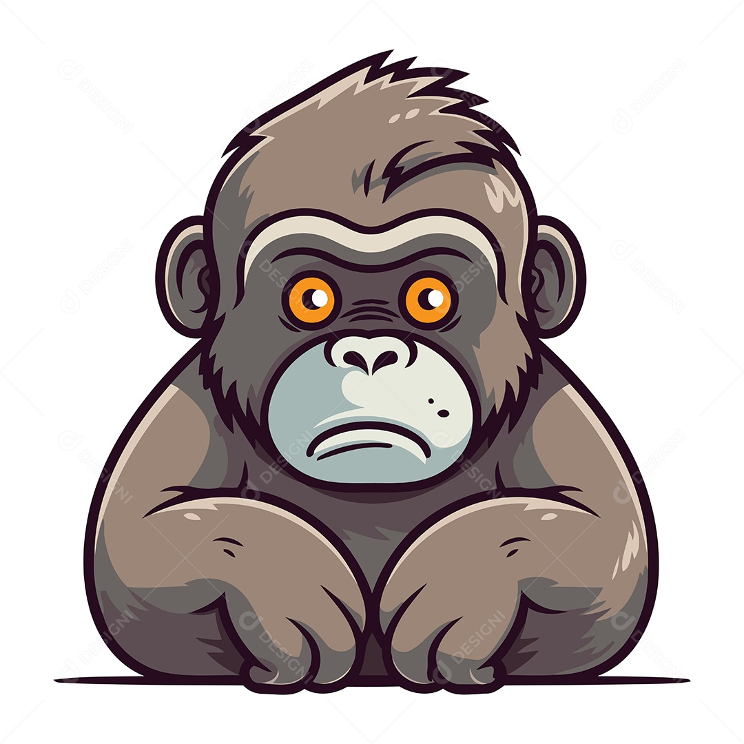 Gorila de Desenho Animado Ilustração Vetor EPS