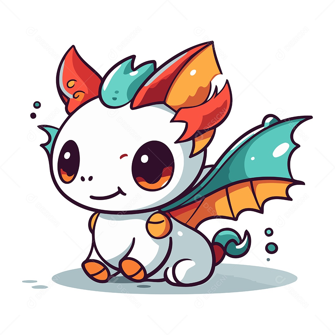 Dragão Fofo de Desenho Animado Ilustração Vetor EPS