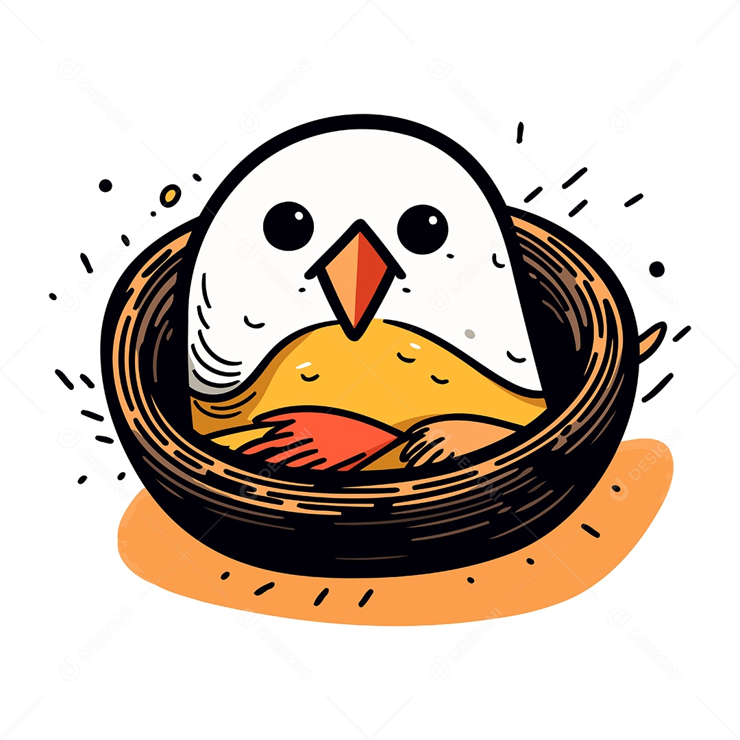 Pássaro Fofo no Ninho Ilustração Vetor EPS