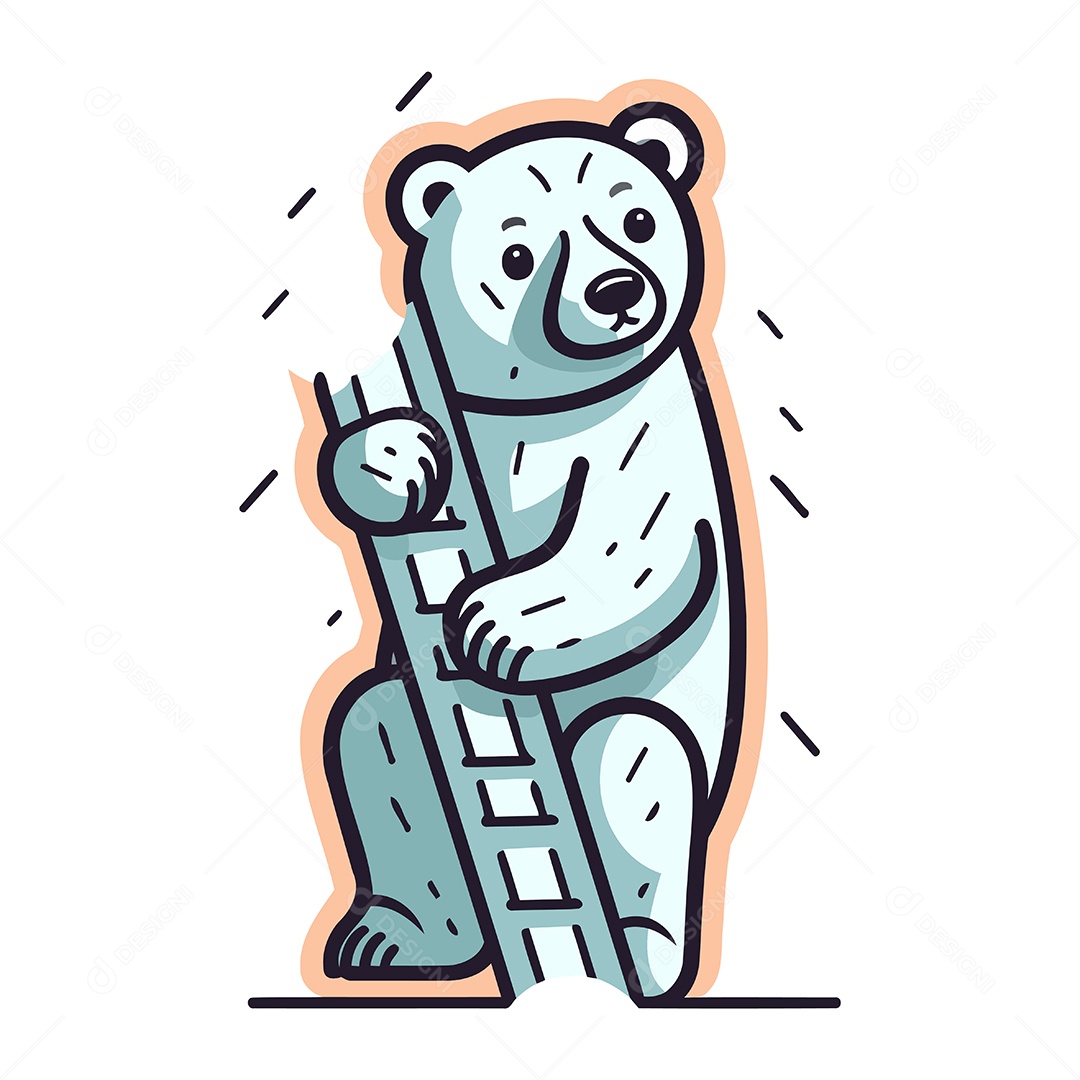 Urso Polar Subindo uma Escada Ilustração Vetor EPS