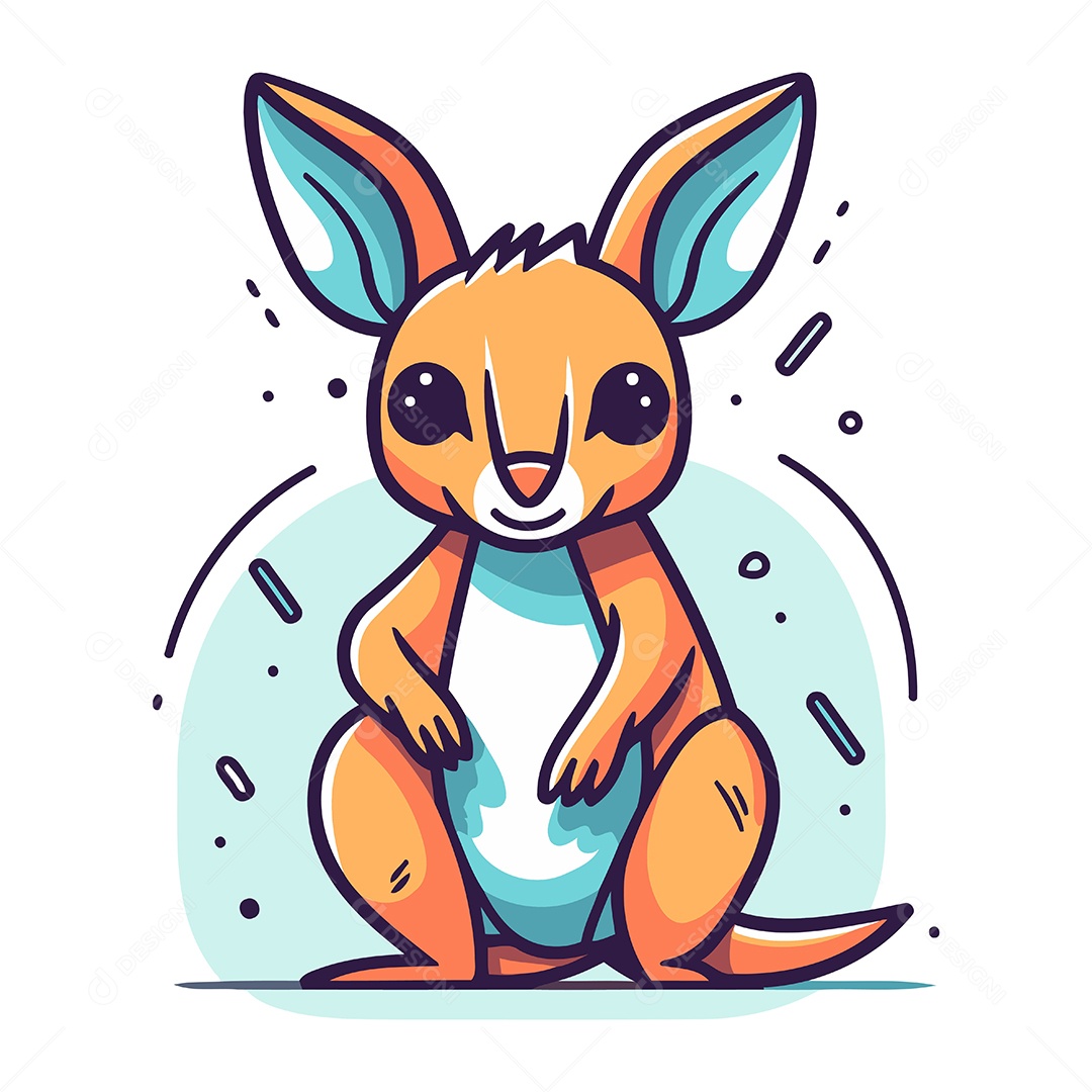 Canguru Fofo de Desenho Animado Ilustração Vetor EPS