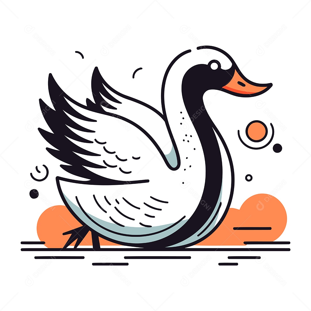 Cisne de Desenho Animado Ilustração Vetor EPS