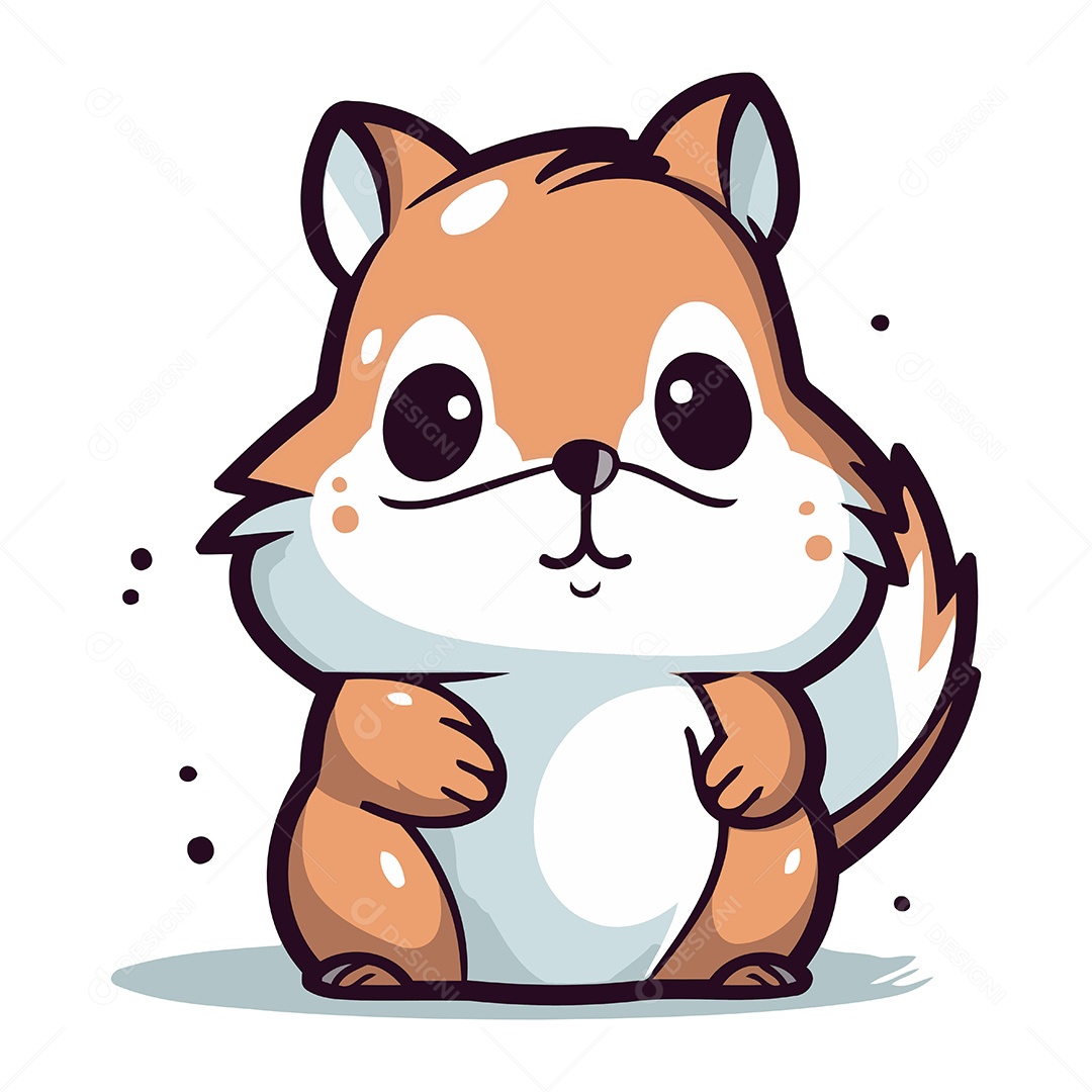 Esquilo Fofo de Desenho Animado Ilustração Vetor EPS