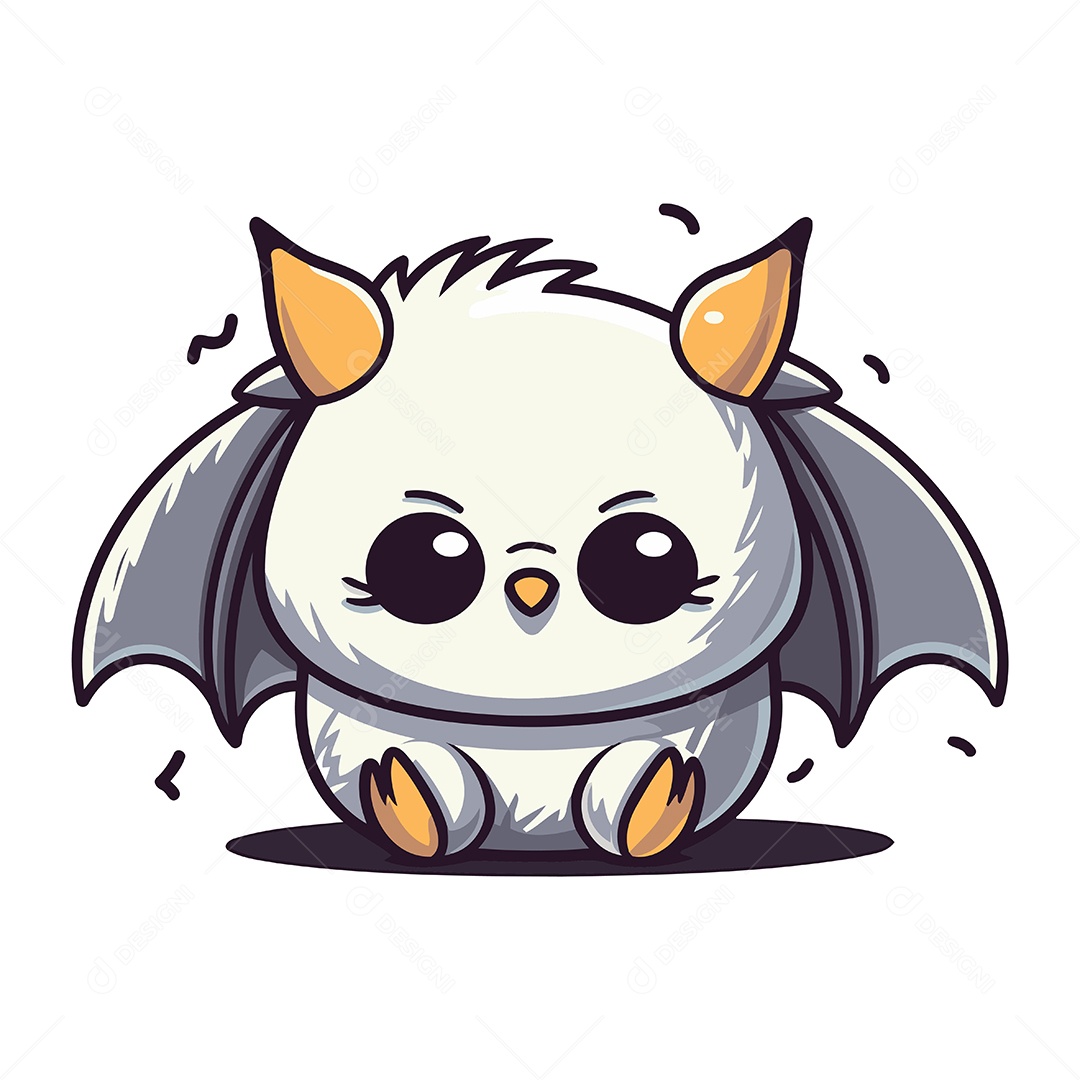 Morcego Fofo de Desenho Animado Ilustração Vetor EPS