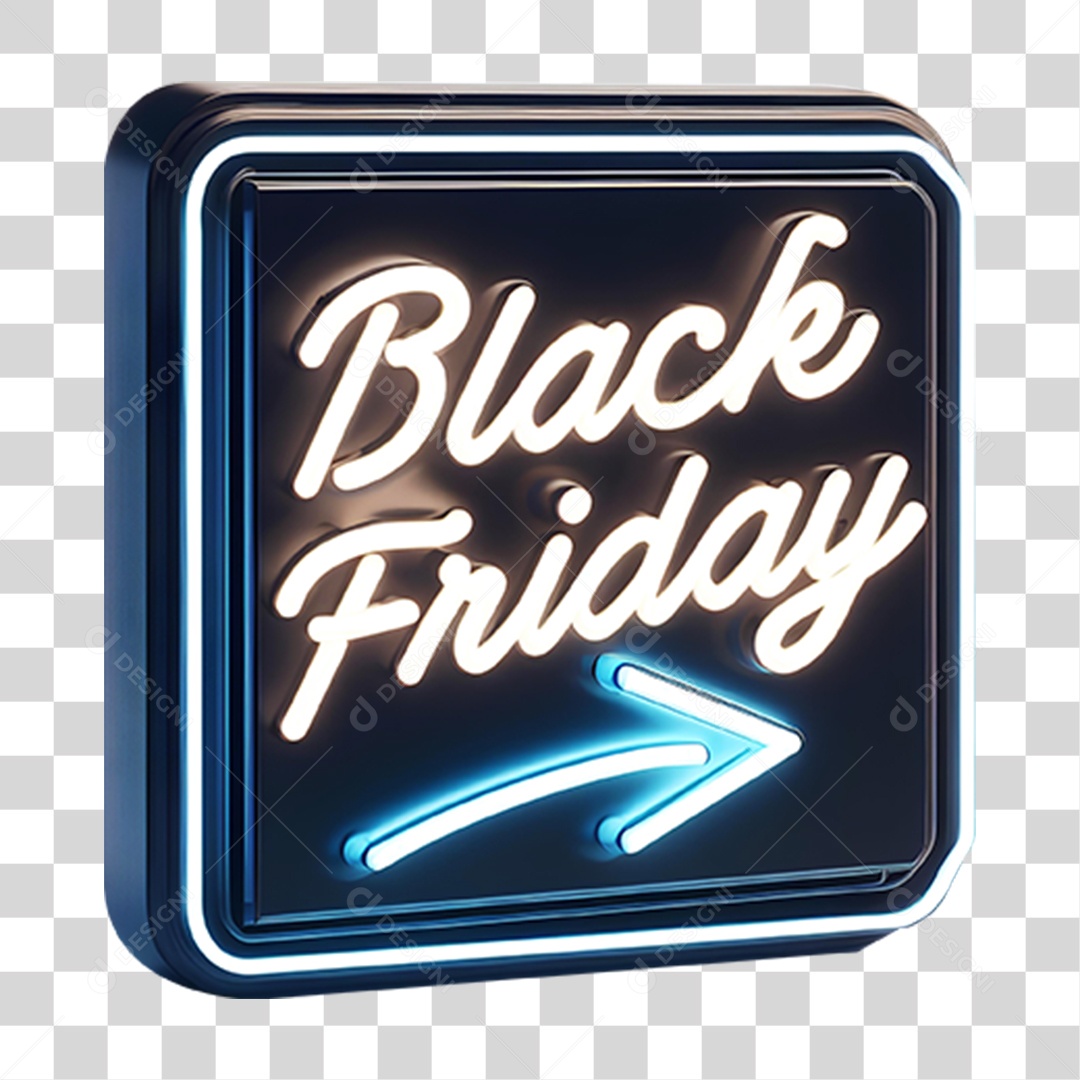 Selo 3D Black Friday para Composição PNG Transparente