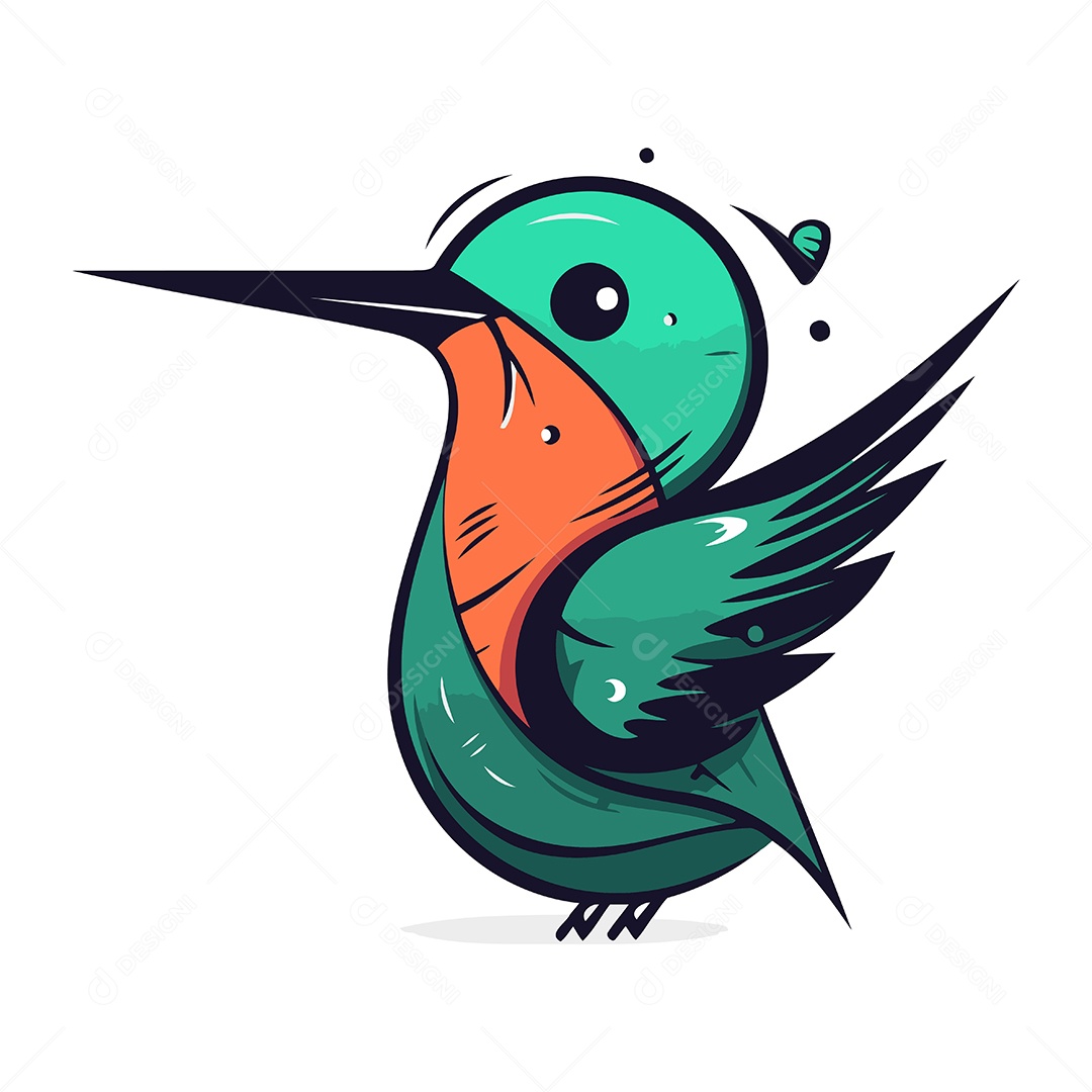 Beija Flor de Desenho Animado Ilustração Vetor EPS