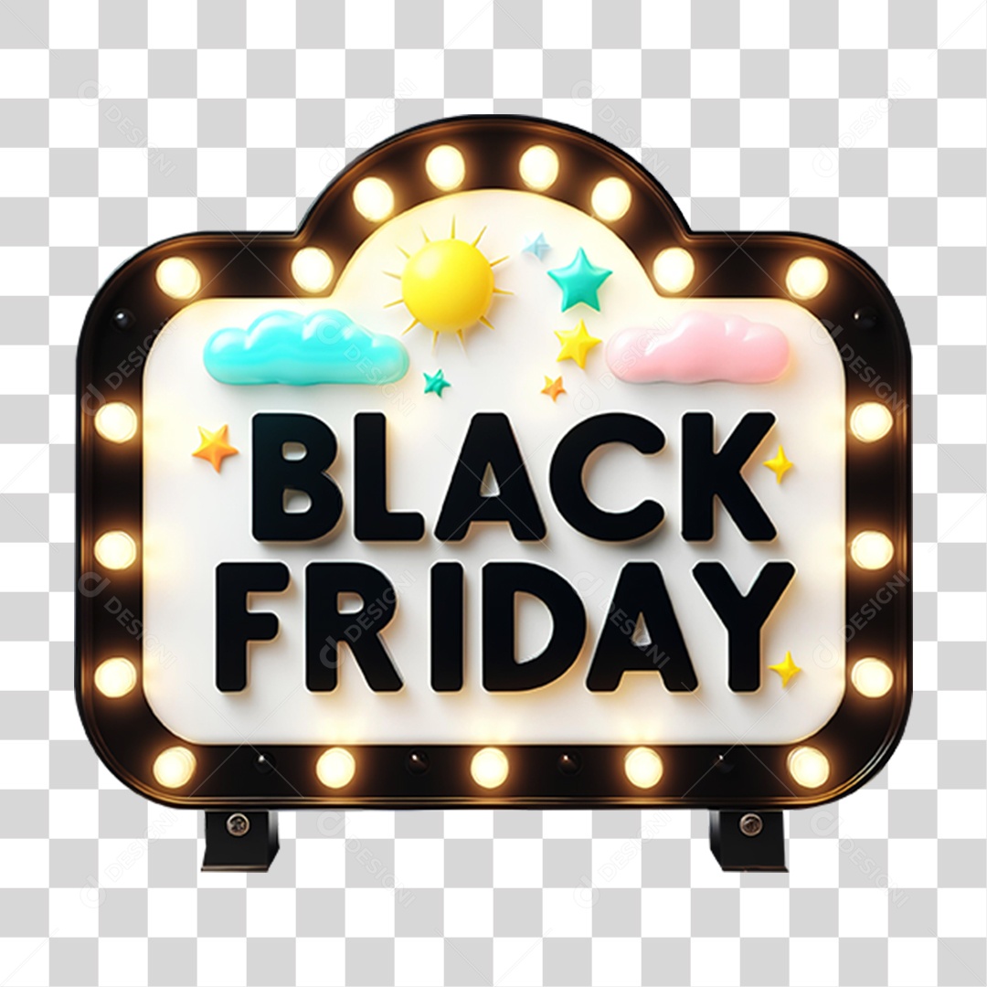 Selo 3D Black Friday para Composição PNG Transparente