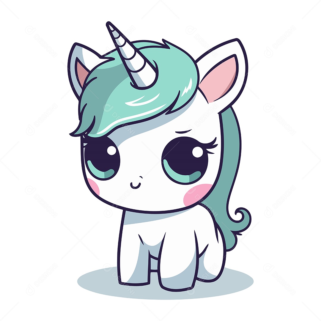 Unicórnio Fofo de Desenho Animado Ilustração Vetor EPS