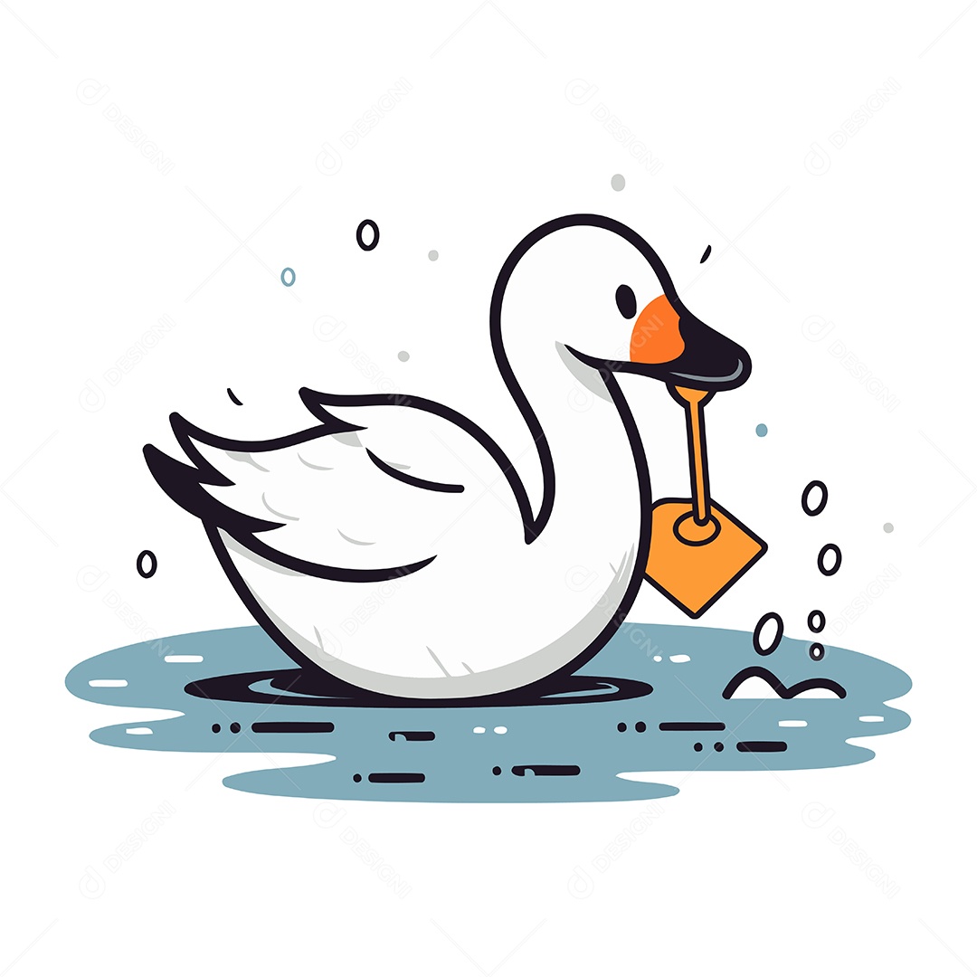 Cisne de Desenho Animado Ilustração Vetor EPS