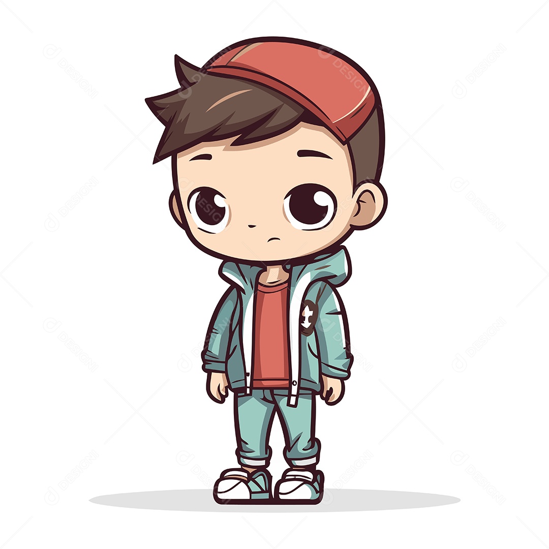 Menino Bonitinho de Desenho Animado Ilustração Vetor EPS