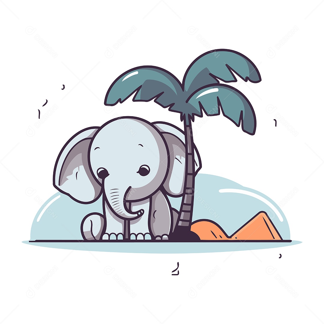 Elefante de Desenho Animado Ilustração Vetor EPS
