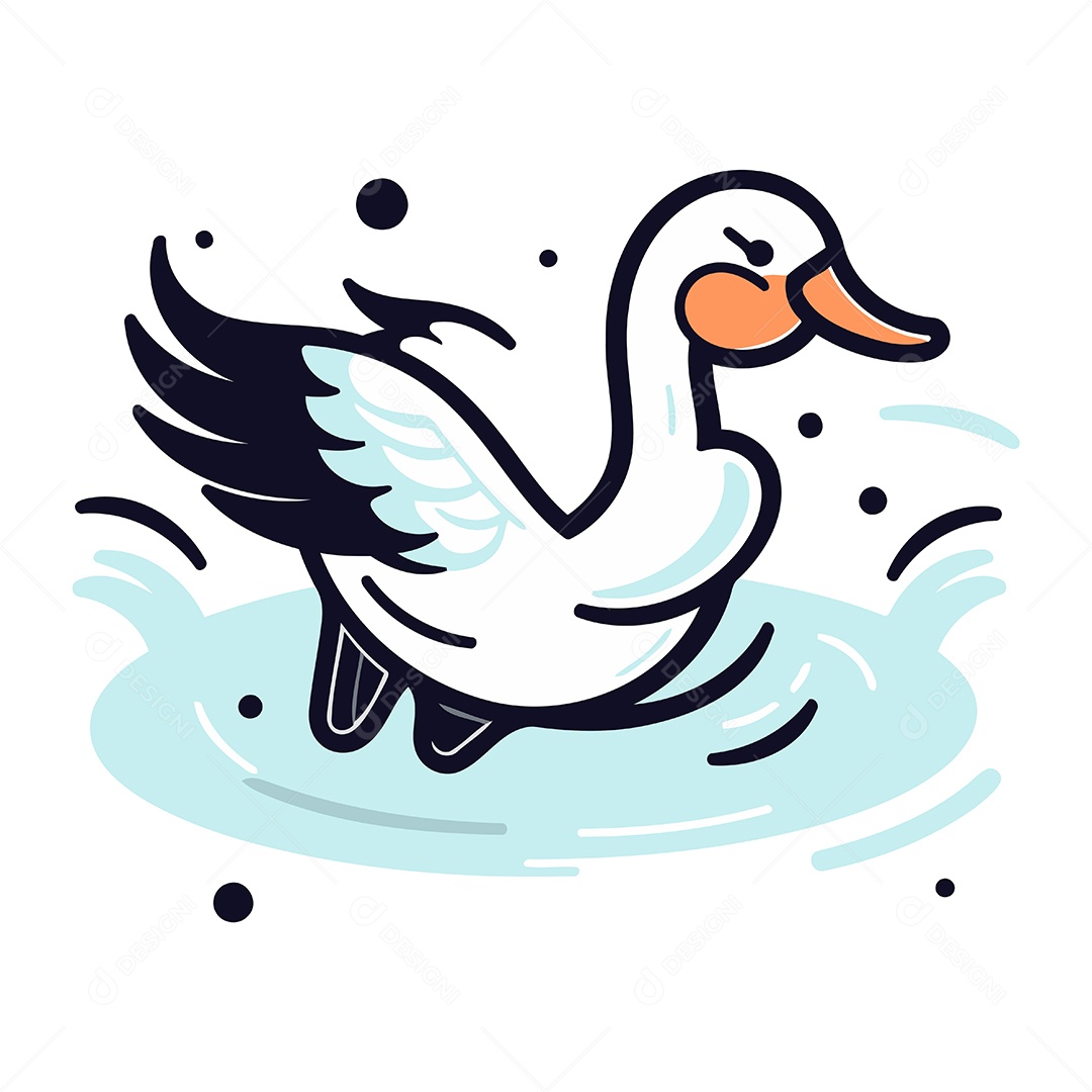 Cisne de Desenho Animado Ilustração Vetor EPS