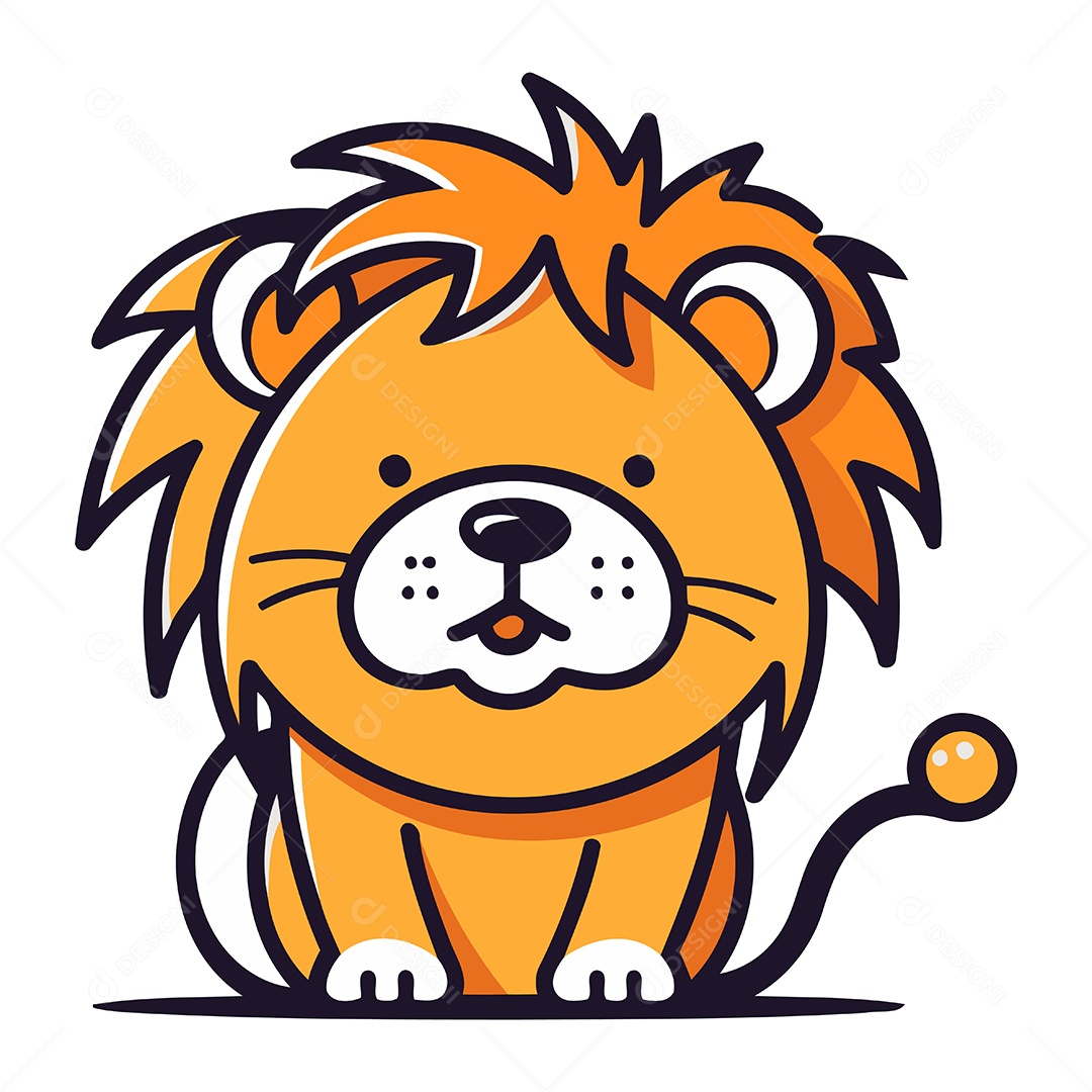 Leão Fofo de Desenho Animado Ilustração Vetor EPS