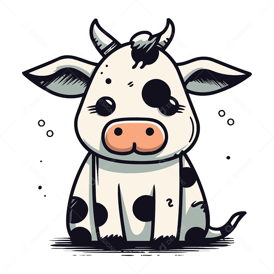 Vaca Fofa de Desenho Animado Ilustração Vetor EPS