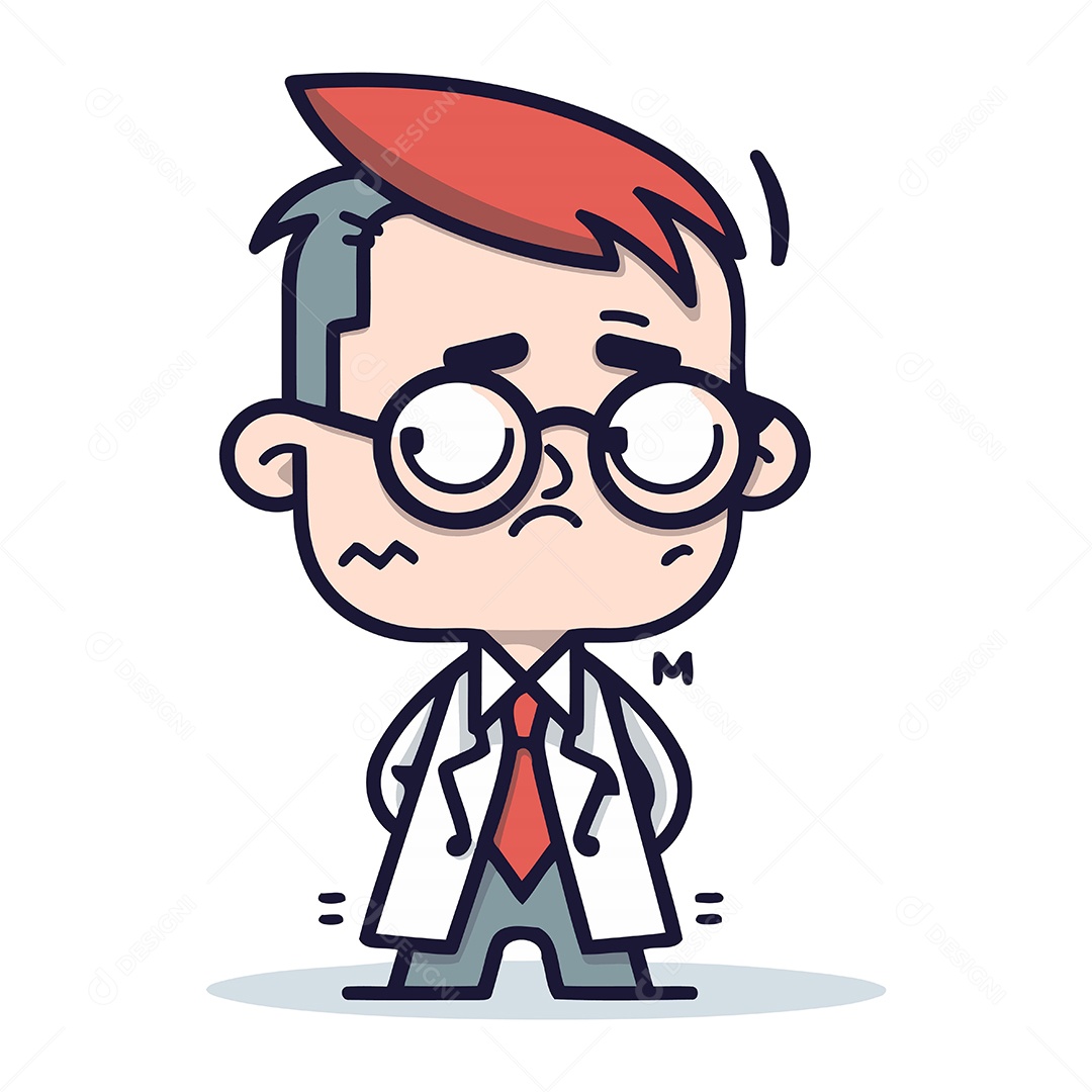 Cientista de Desenho Animado Ilustração Vetor EPS