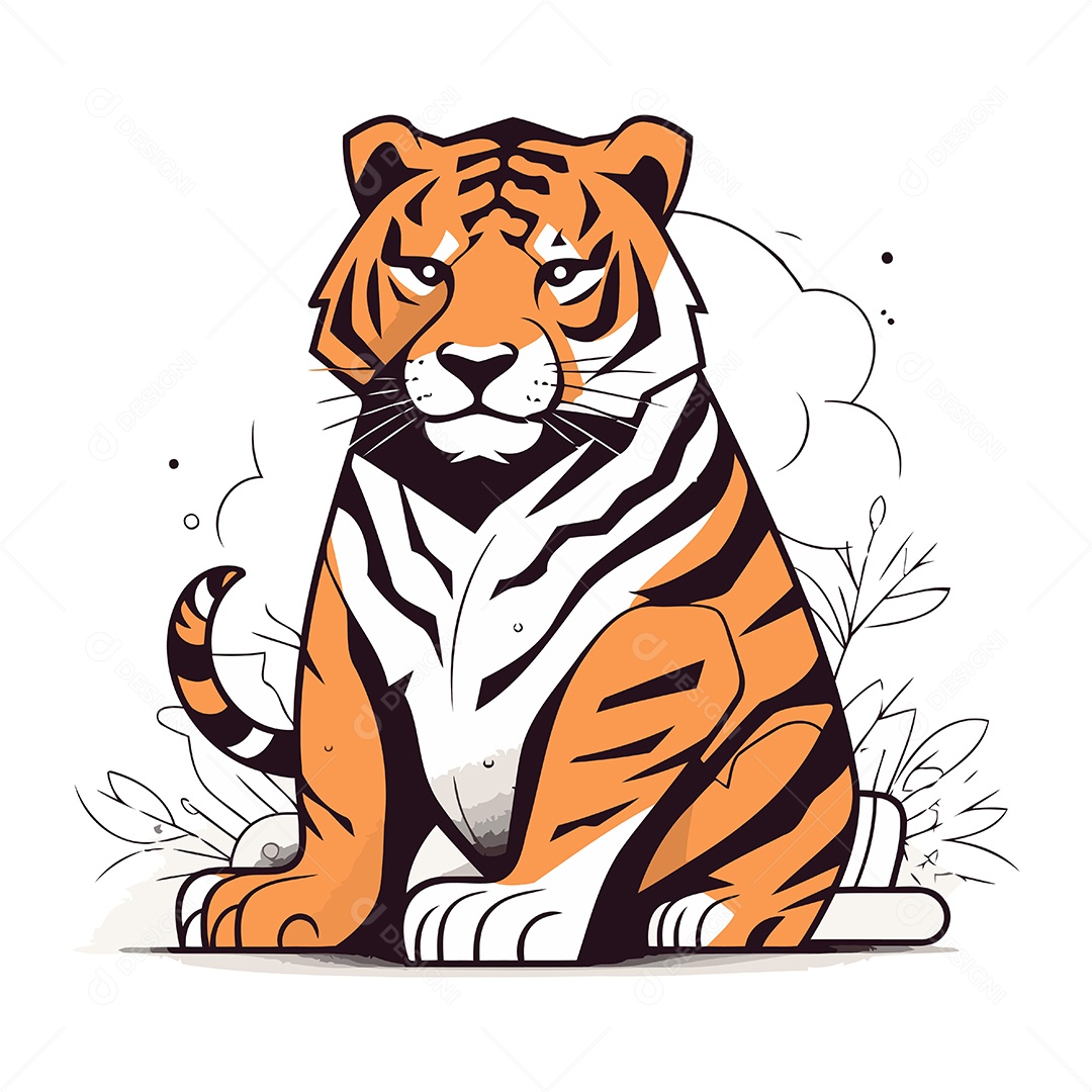 Tigre de Desenho Animado Ilustração Vetor EPS