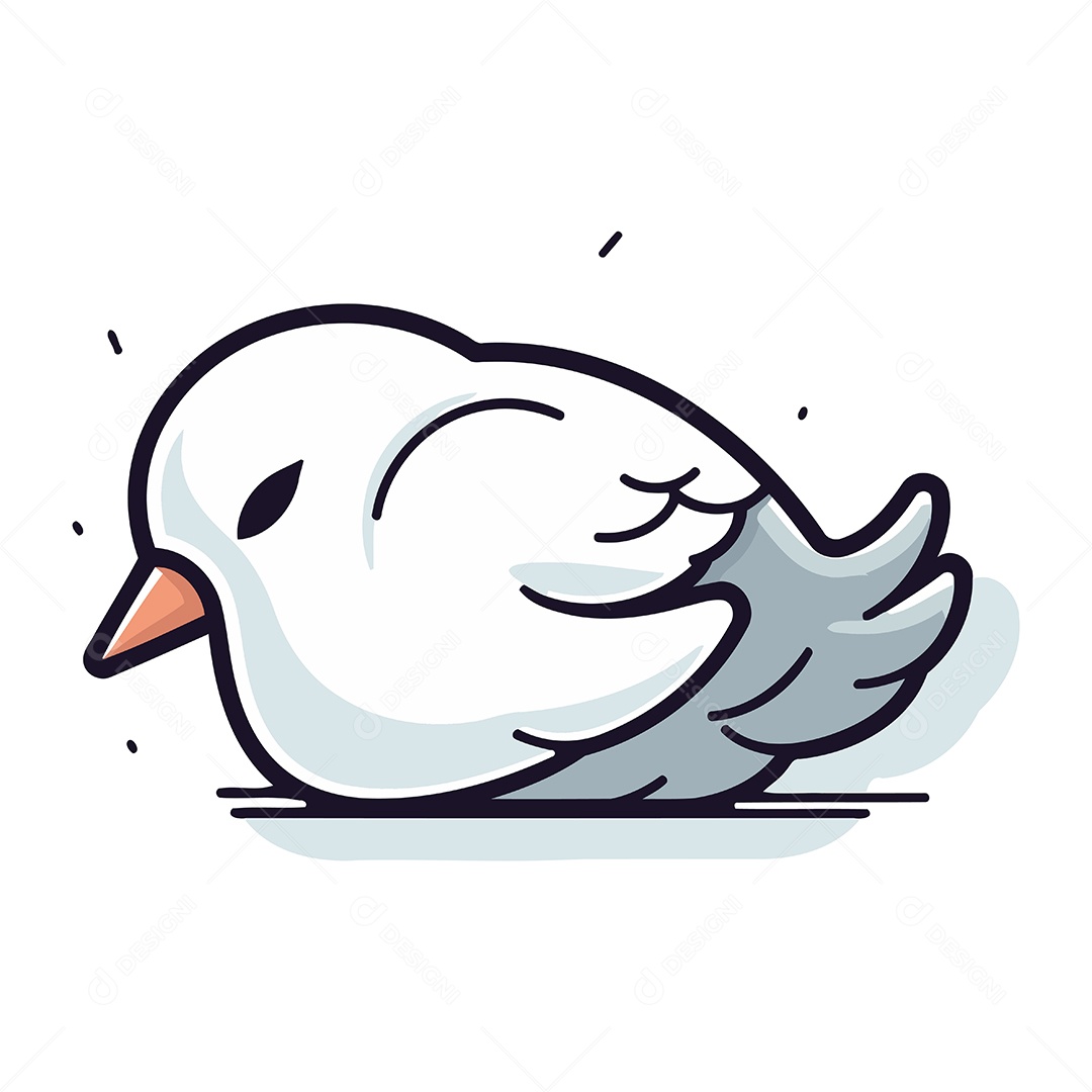 Pomba Branca Fofa de Desenho Animado Ilustração Vetor EPS