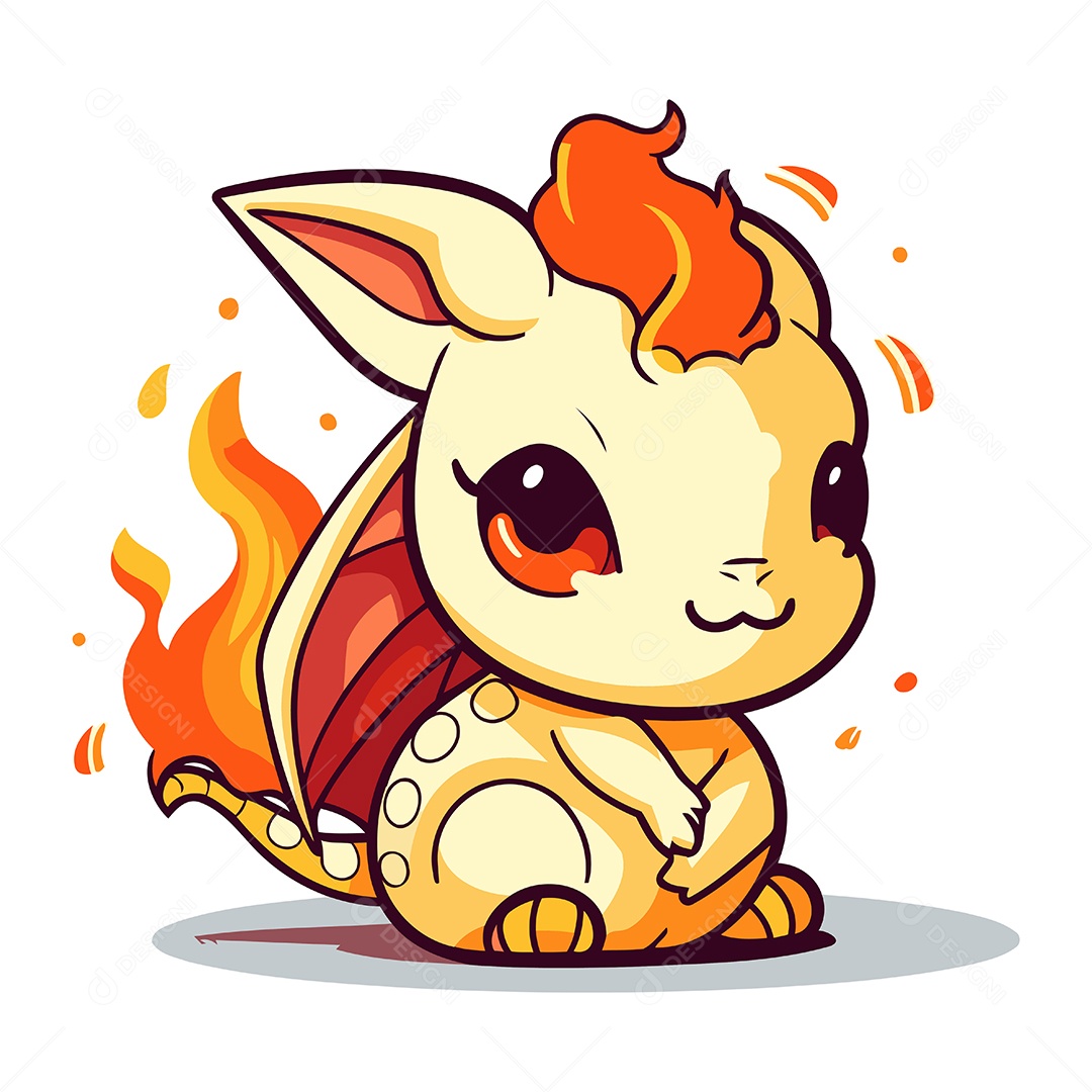 Dragão Fofo de Desenho Animado Ilustração Vetor EPS