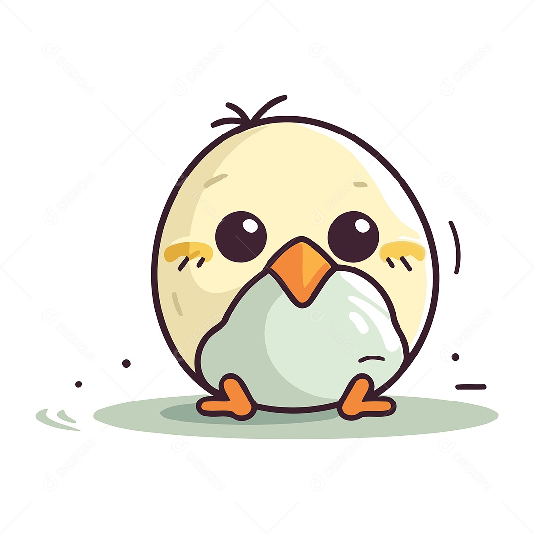 Pintinho Fofo de Desenho Animado Ilustração Vetor EPS