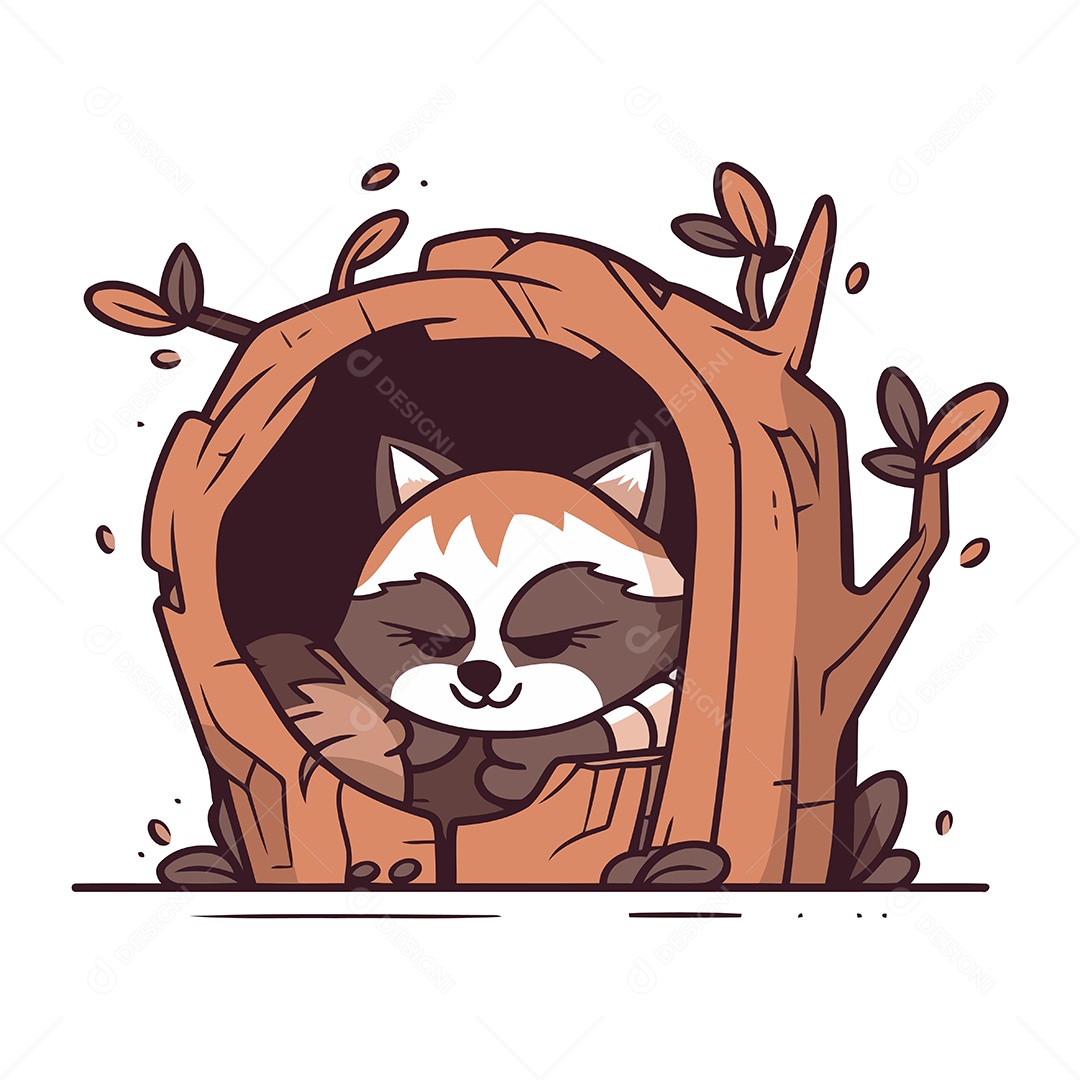 Guaxinim Fofo de Desenho Animado Ilustração Vetor EPS