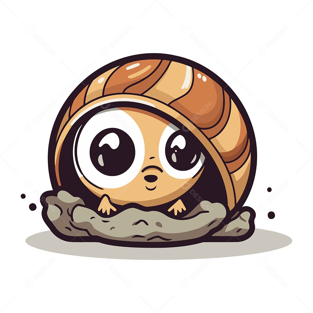 Caracol Fofo de Desenho Animado Ilustração Vetor EPS