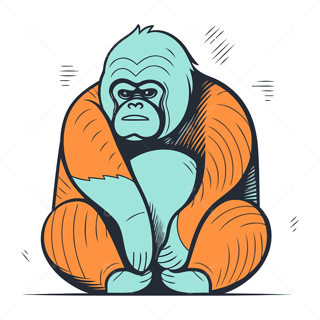 Gorila de Desenho Animado Ilustração Vetor EPS