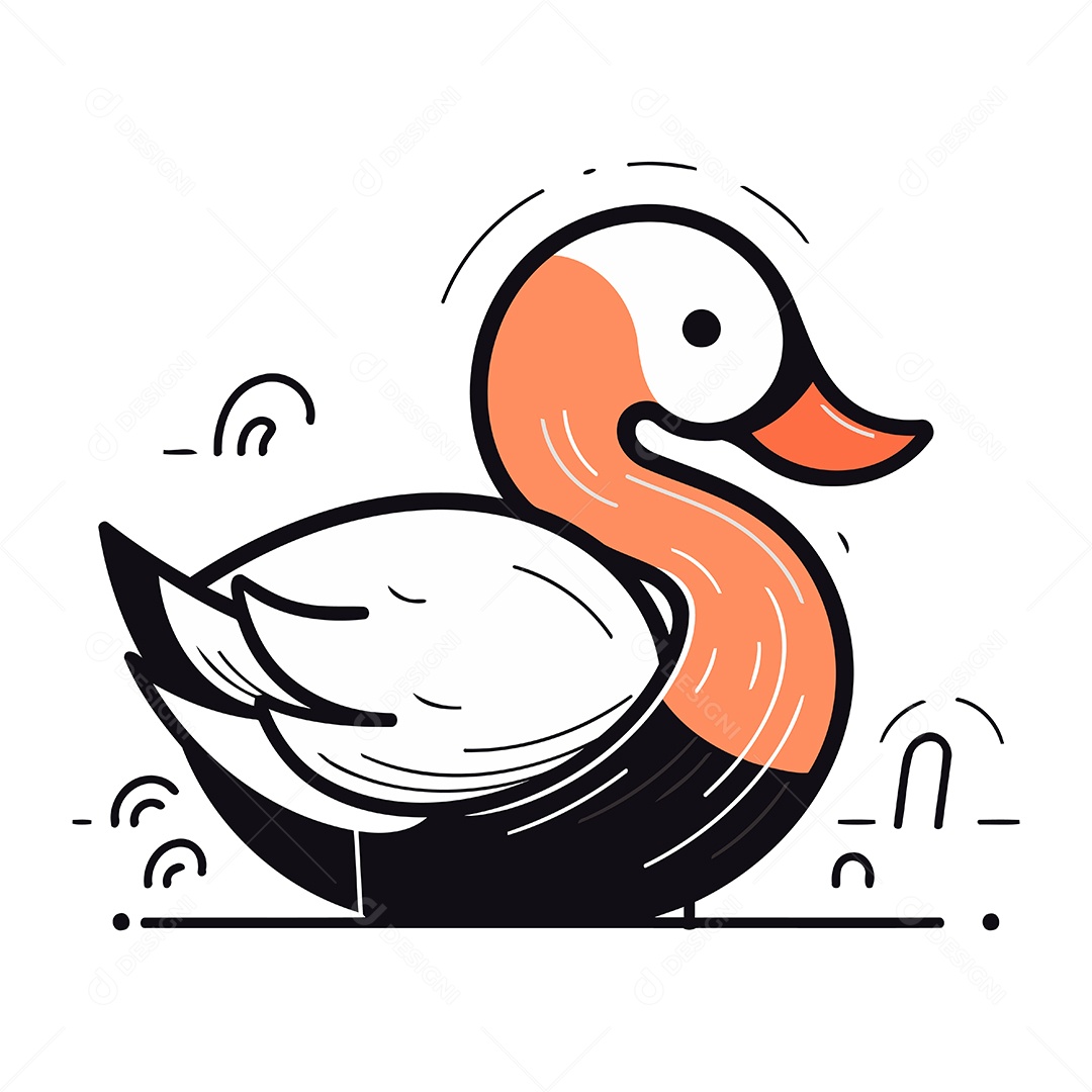 Cisne de Desenho Animado Ilustração Vetor EPS