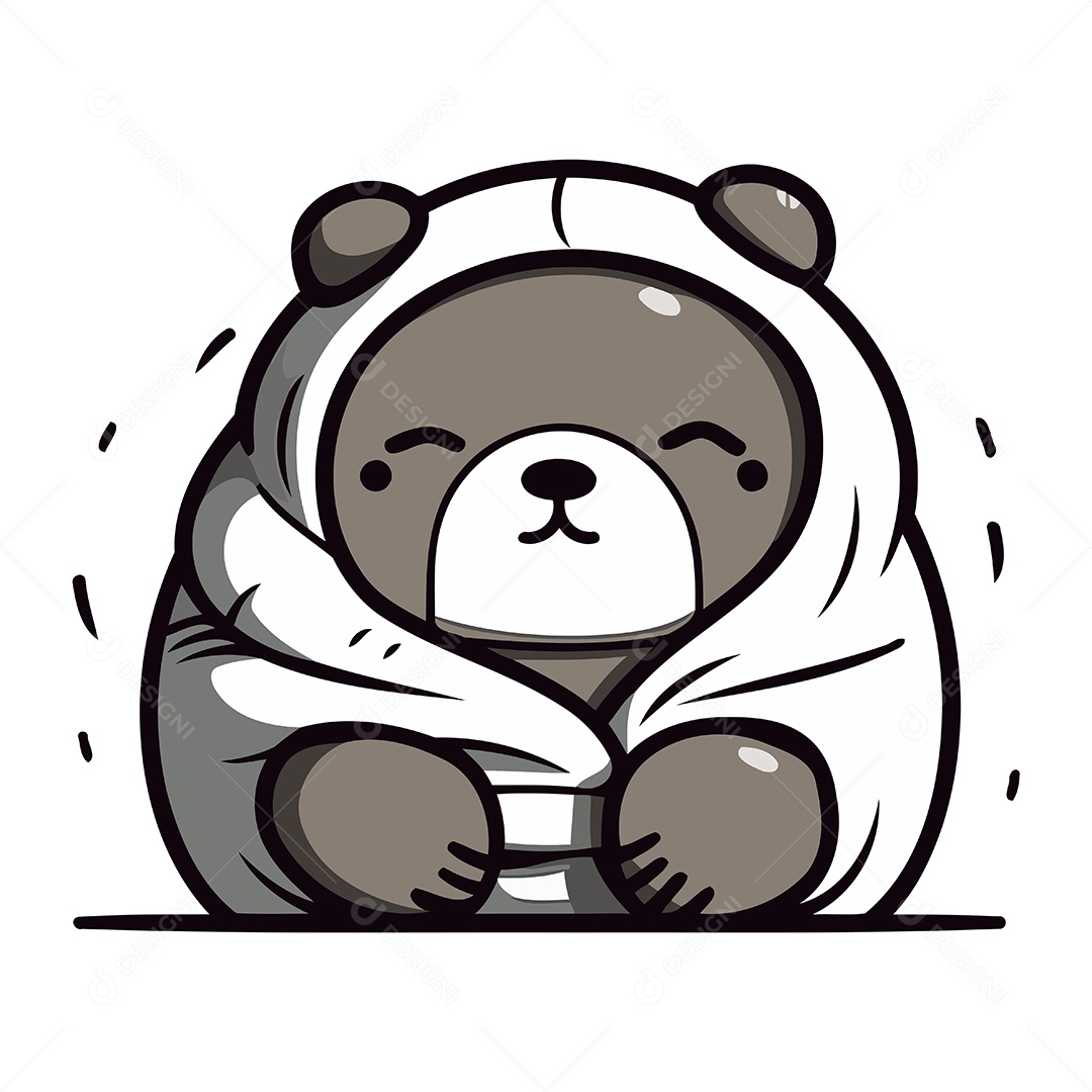 Urso Panda Fofo de Desenho Animado Ilustração Vetor EPS