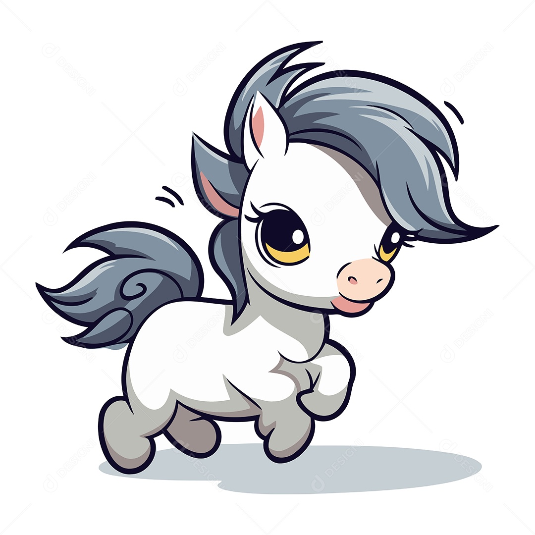 Pônei Fofo de Desenho Animado Ilustração Vetor EPS