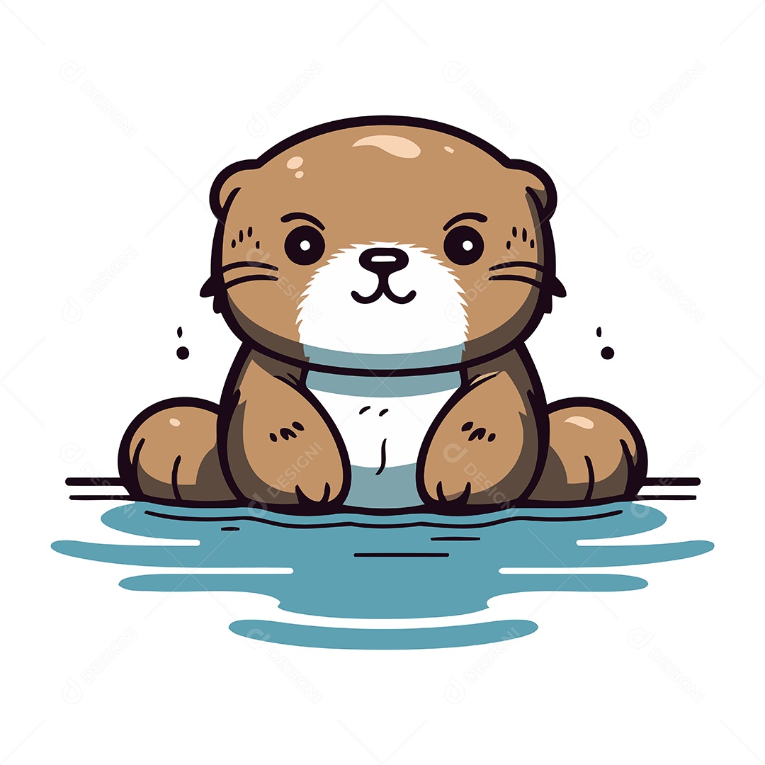 Lontra Fofa de Desenho Animado Ilustração Vetor EPS