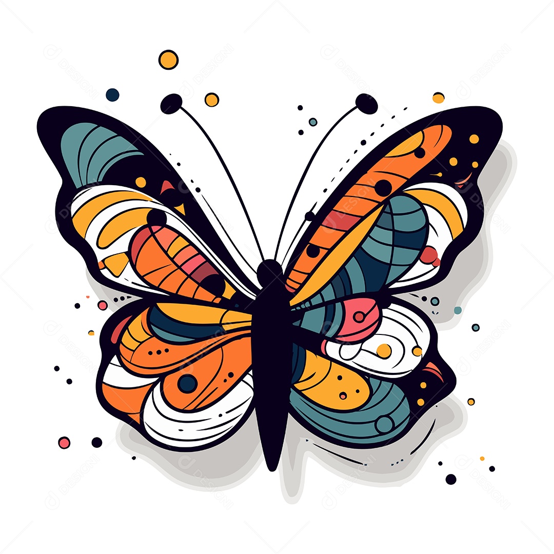 Borboleta de Desenho Animado Ilustração Vetor EPS