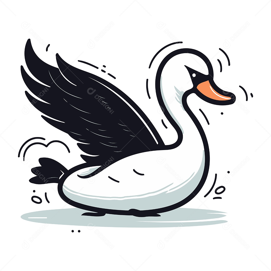 Cisne de Desenho Animado Ilustração Vetor EPS