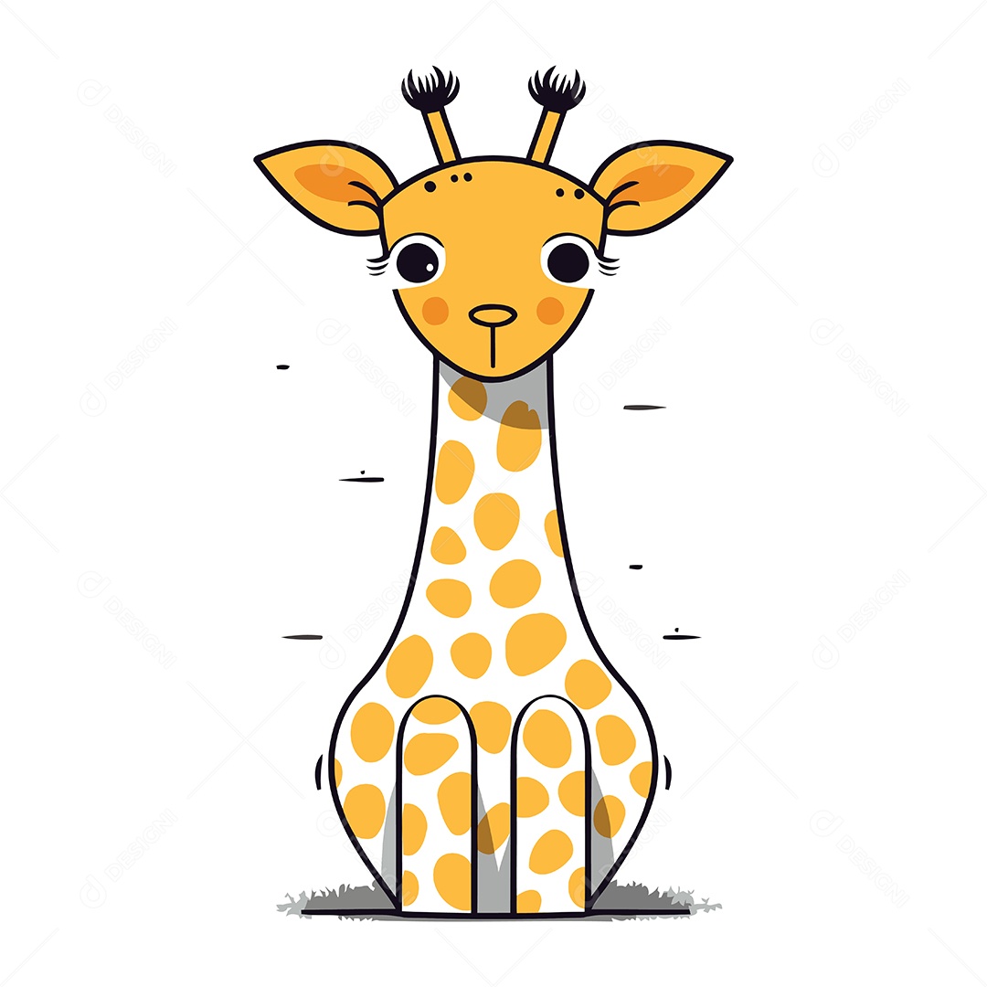 Girafa Fofa de Desenho Animado Ilustração Vetor EPS