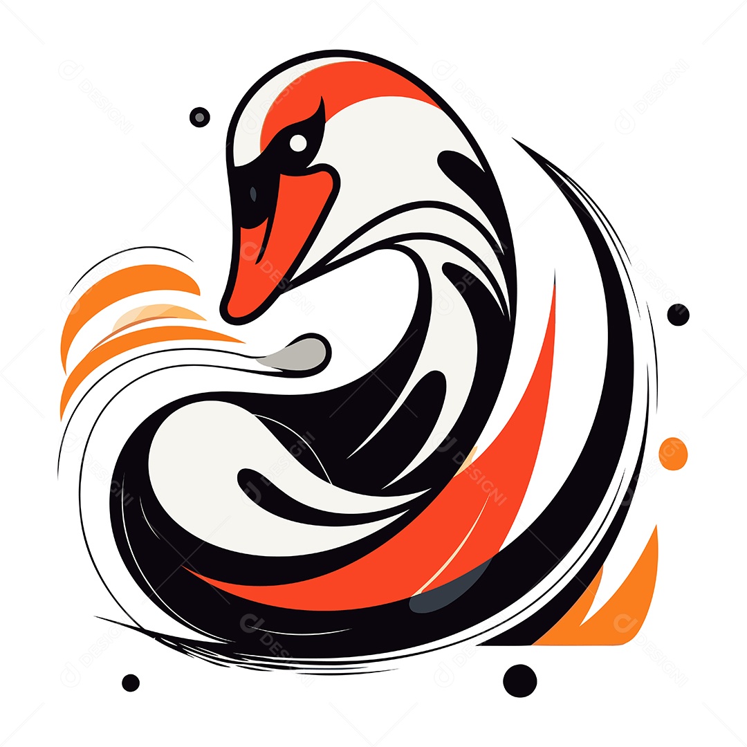 Cisne de Desenho Animado Ilustração Vetor EPS