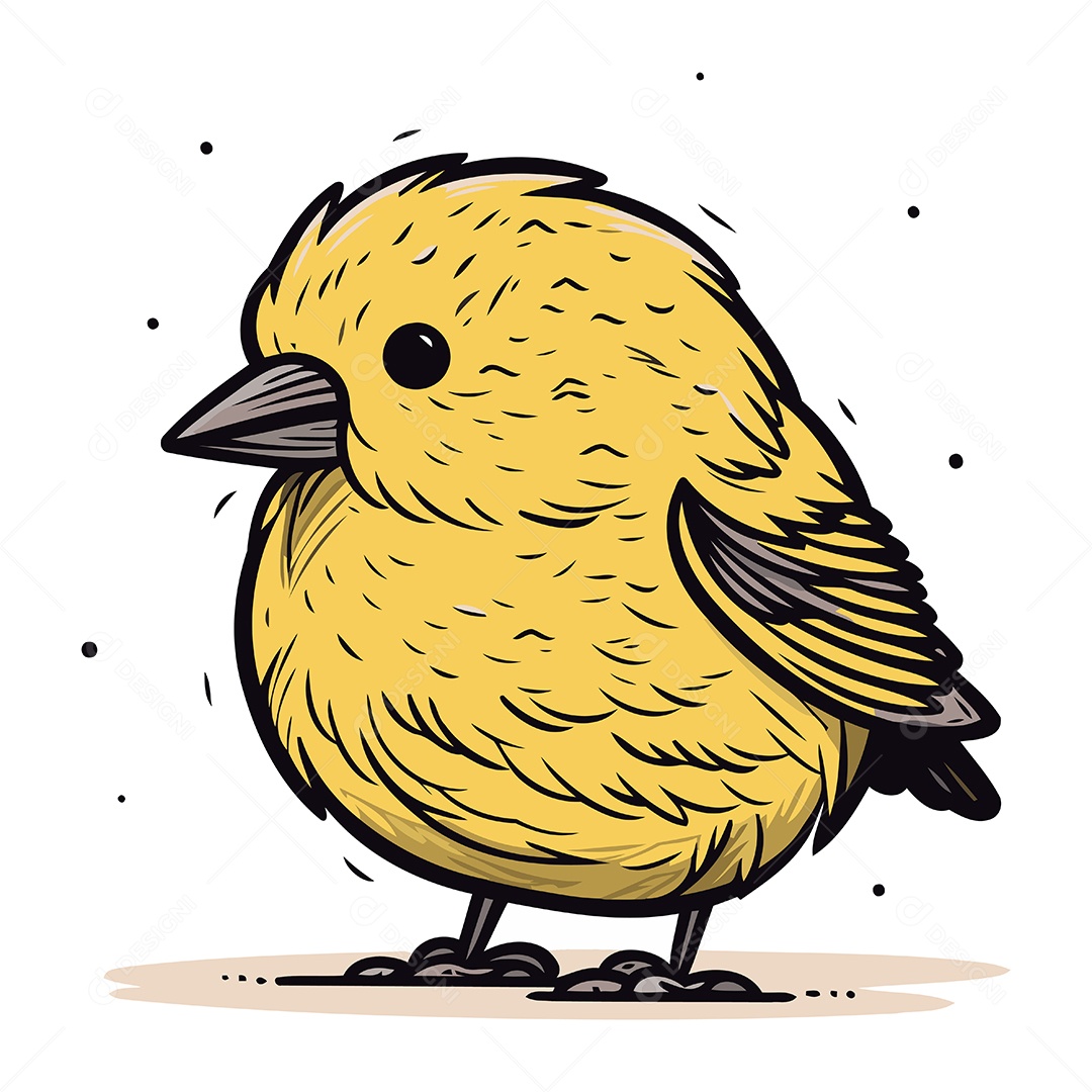 Passarinho Amarelo Fofo Ilustração Vetor EPS