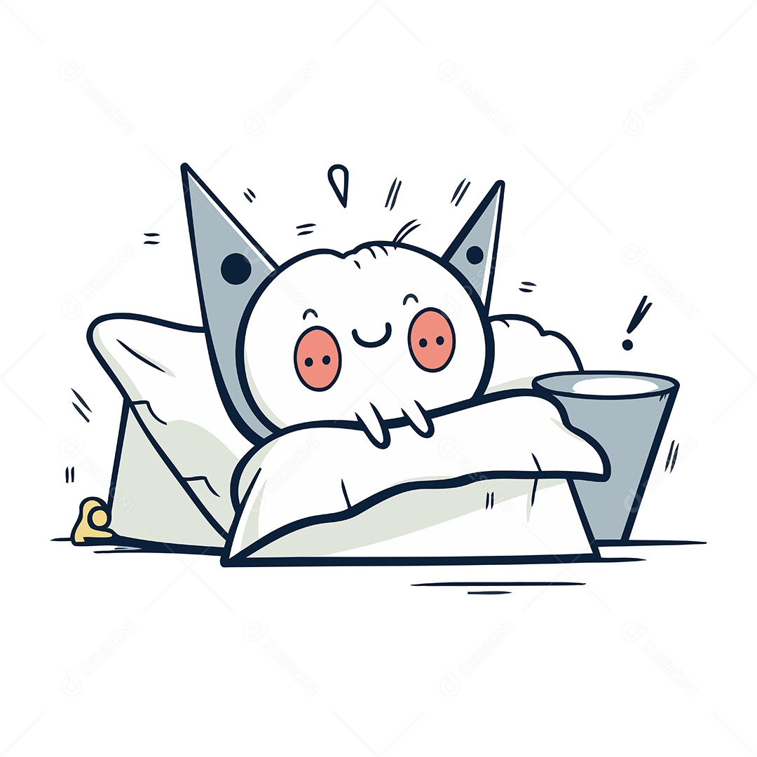 Fantasma Engraçado Dormindo na Cama Ilustração Vetor EPS