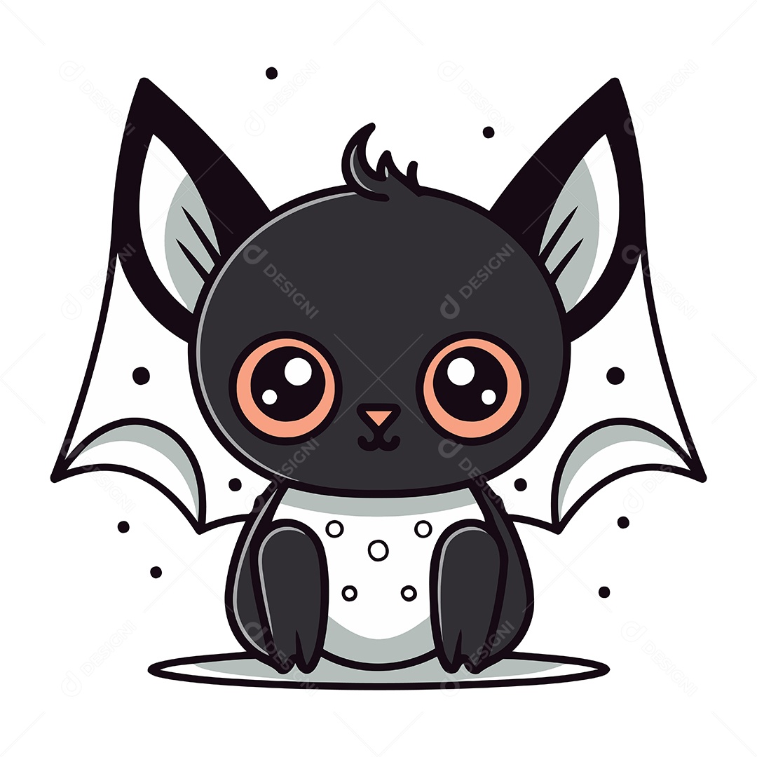 Morcego Fofo de Desenho Animado Ilustração Vetor EPS