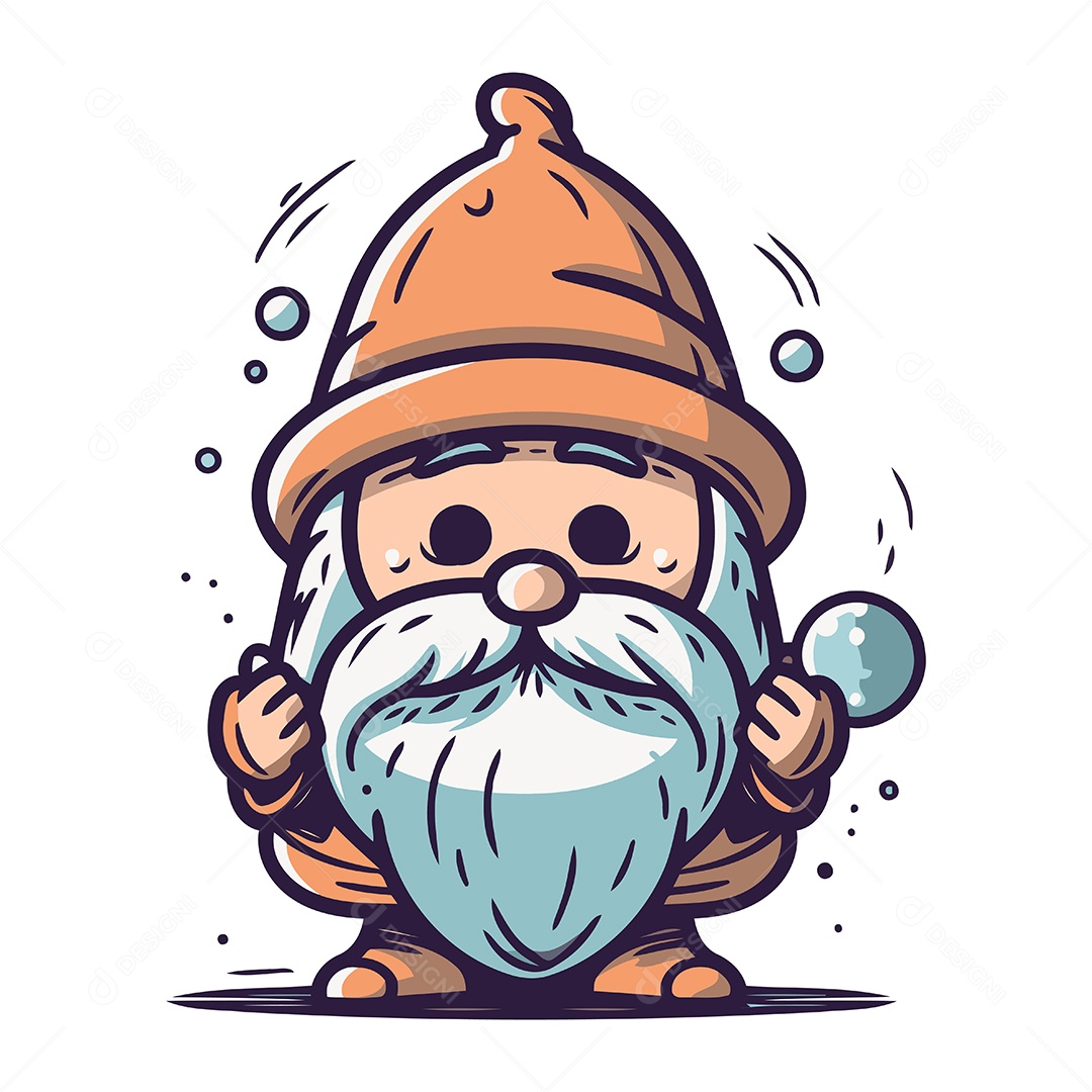 Gnomo de Desenho Animado Ilustração Vetor EPS