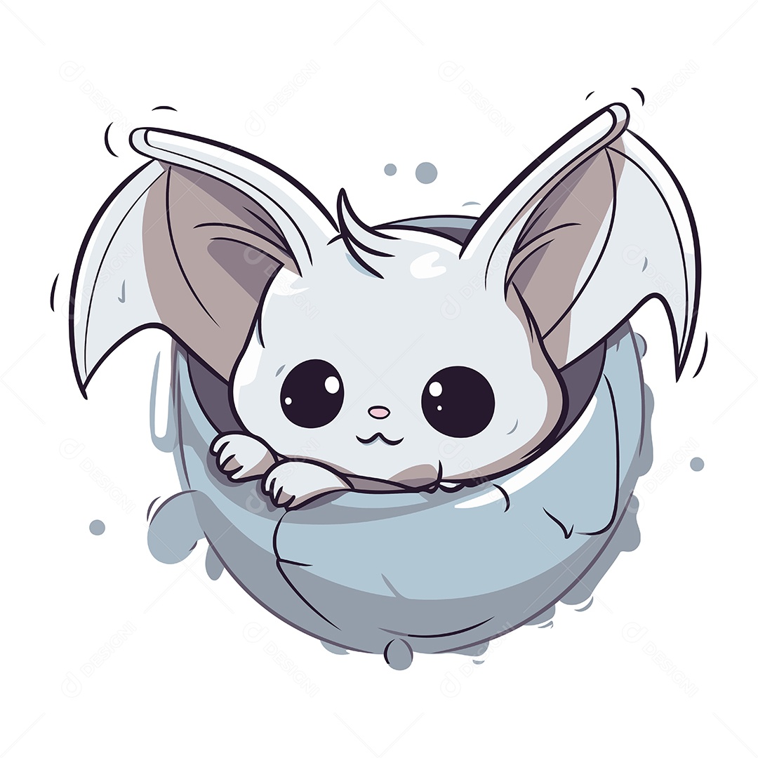 Morcego Fofo de Desenho Animado Ilustração Vetor EPS