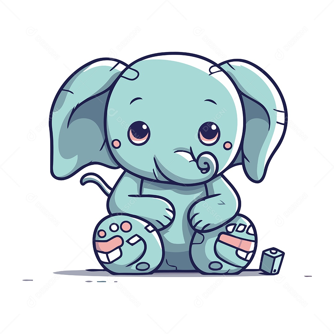 Elefante Fofo de Desenho Animado Ilustração Vetor EPS